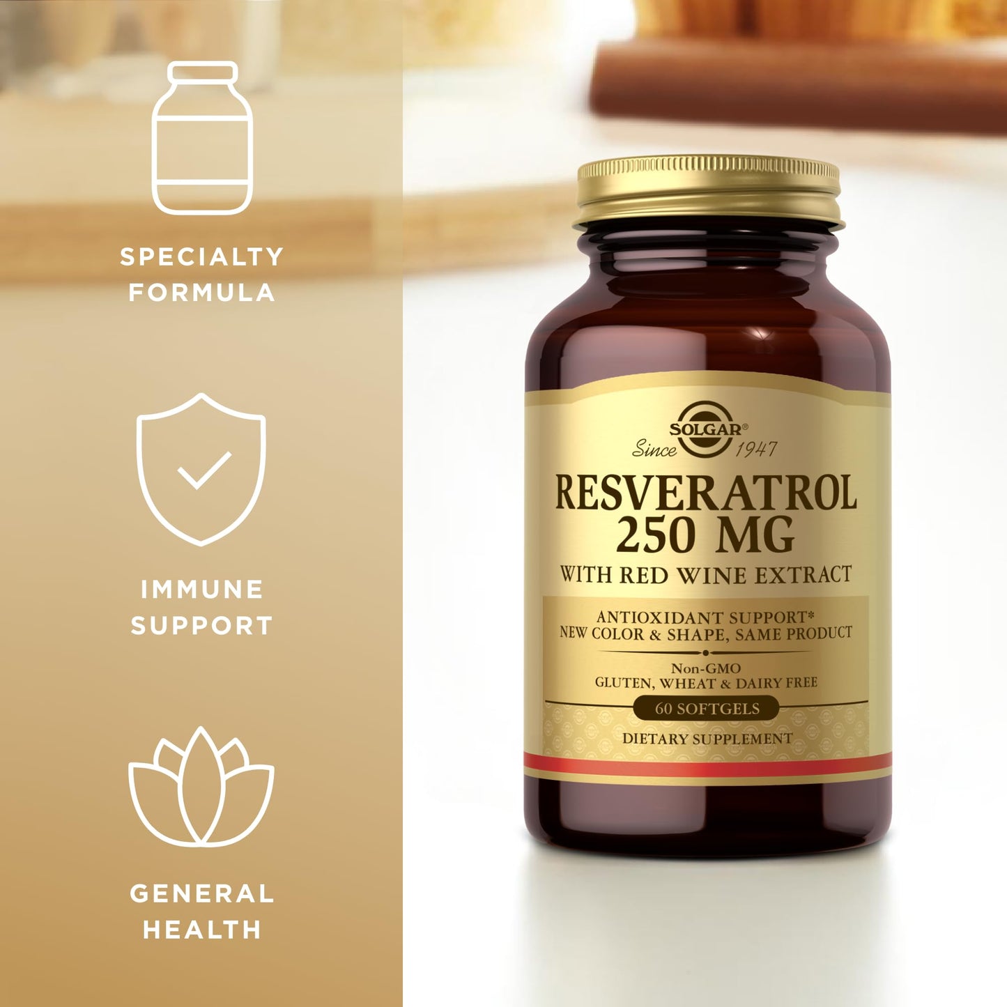 Solgar Resveratrol 250mg Softgels, 60 Count