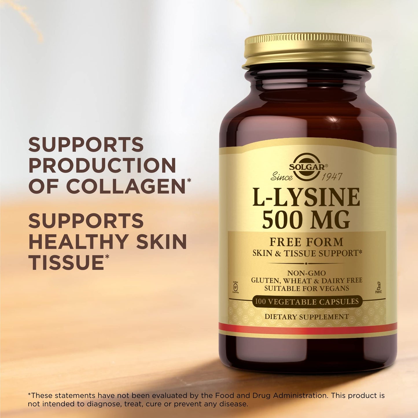 Solgar L-Lysine 500 mg Capsule, 100 Count