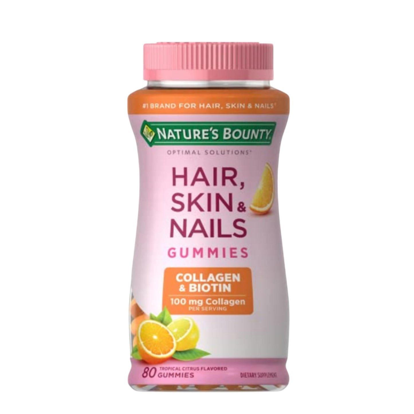 Nature's Bounty Optimal Solutions Hair, Skin & Nails with Biotin and Collagen Gummy, 80 Count