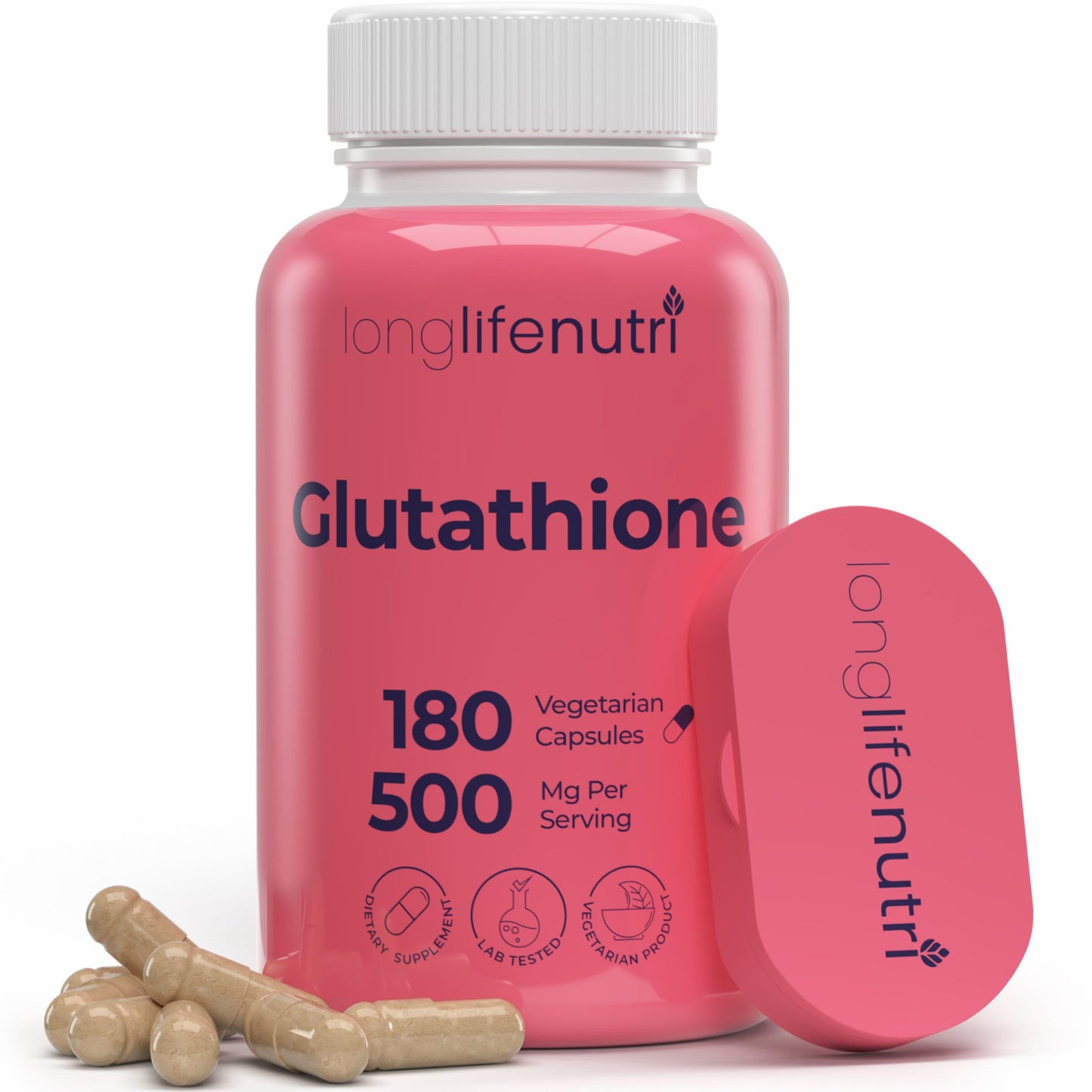 LongLifeNutri Reduced Glutathione 500mg – with White Milk Thistle and Alpha Lipoic Acid Capsules, 180 Count