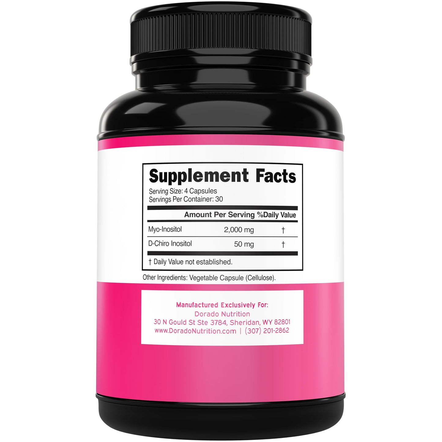DORADO NUTRITION Myo-Inositol & D-Chiro Inositol Supplement For Women Capsules, 120 Count