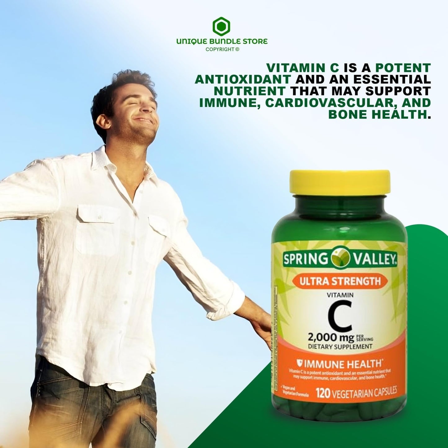 Unique Bundle Store Ultra Strength Vitamin C 2000mg, 360 Capsules