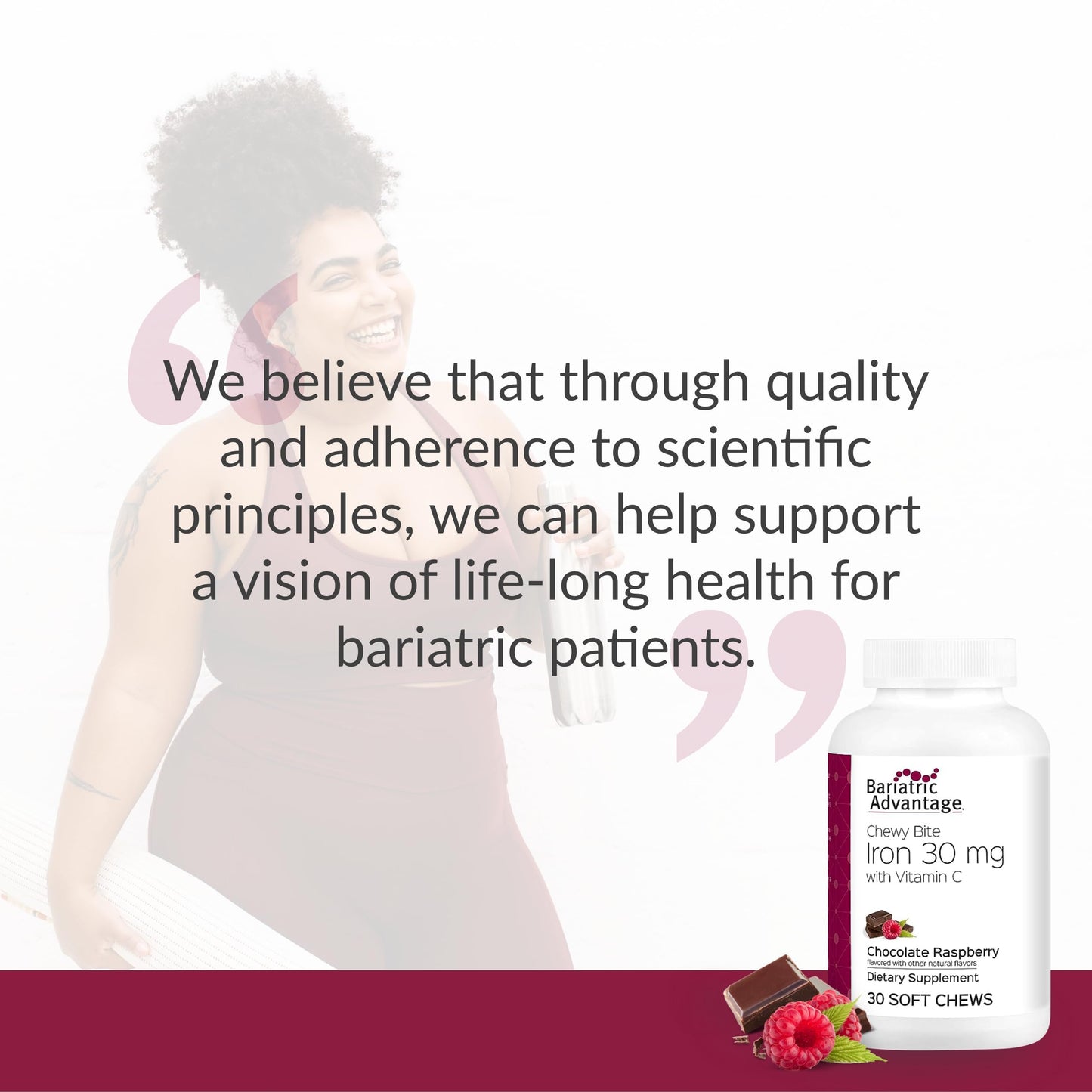 Bariatric Advantage Iron Chewy Bite Chocolate Raspberry Truffle Chewable, 60 Count