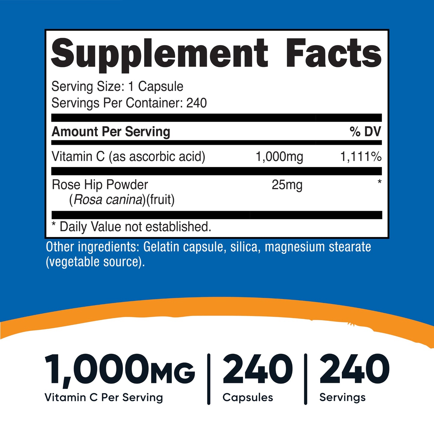 Nutricost Vitamin C with Rose Hips 1025mg 240 Capsules