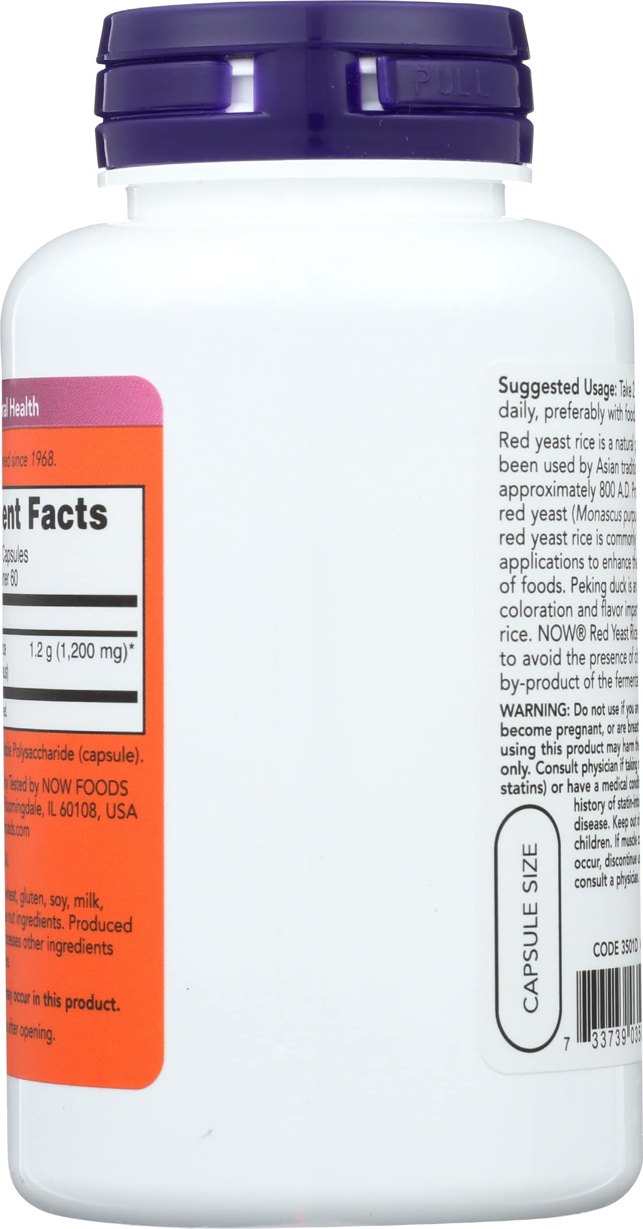 NOW Foods Red Yeast Rice 600mg Capsule, 120 Count