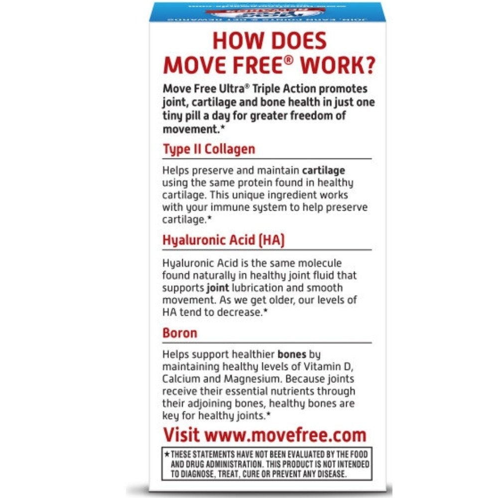 Move Free Type II Collagen, Boron & HA Ultra Triple Action Joint Health Supplement Capsule, 30 Count
