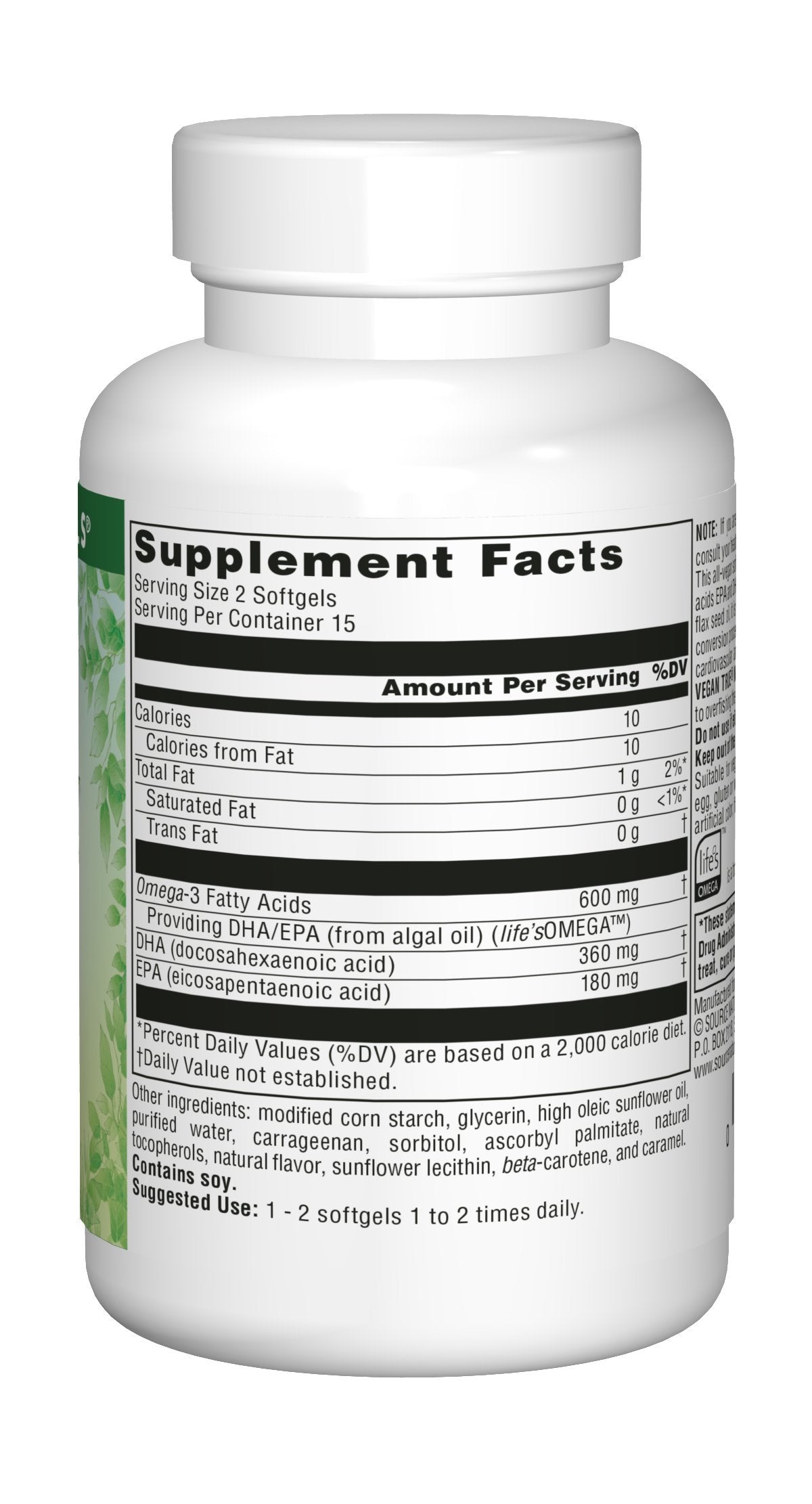 Source Naturals Vegan True Non-Fish Omega-3s EPA-DHA Softgels 30 Count