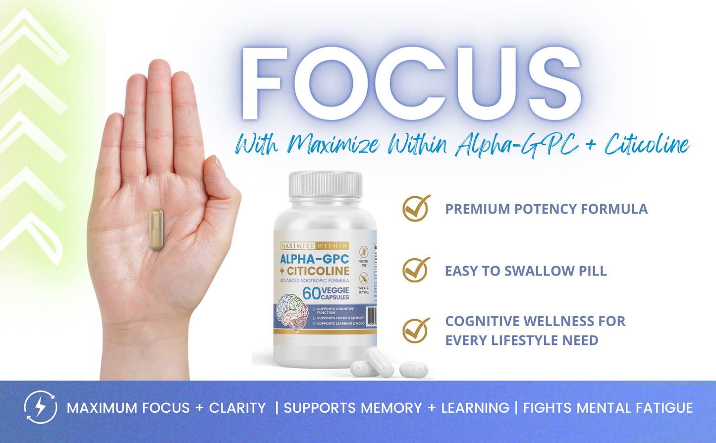 Maximize Within Alpha GPC + Citicoline 1600mg Concentrated Formula Capsule, 60 Count