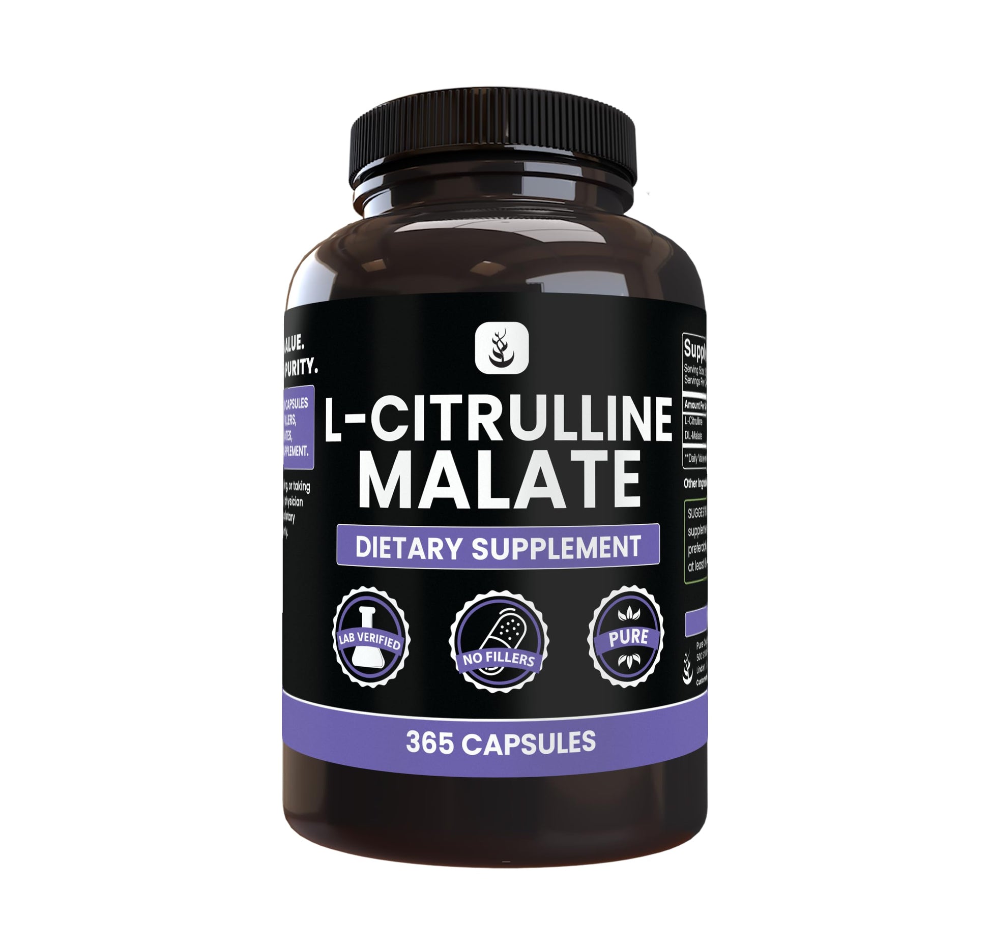 Pure Organic Ingredients L-Citrulline DL-Malate 2:1 Capsules, 365 Count