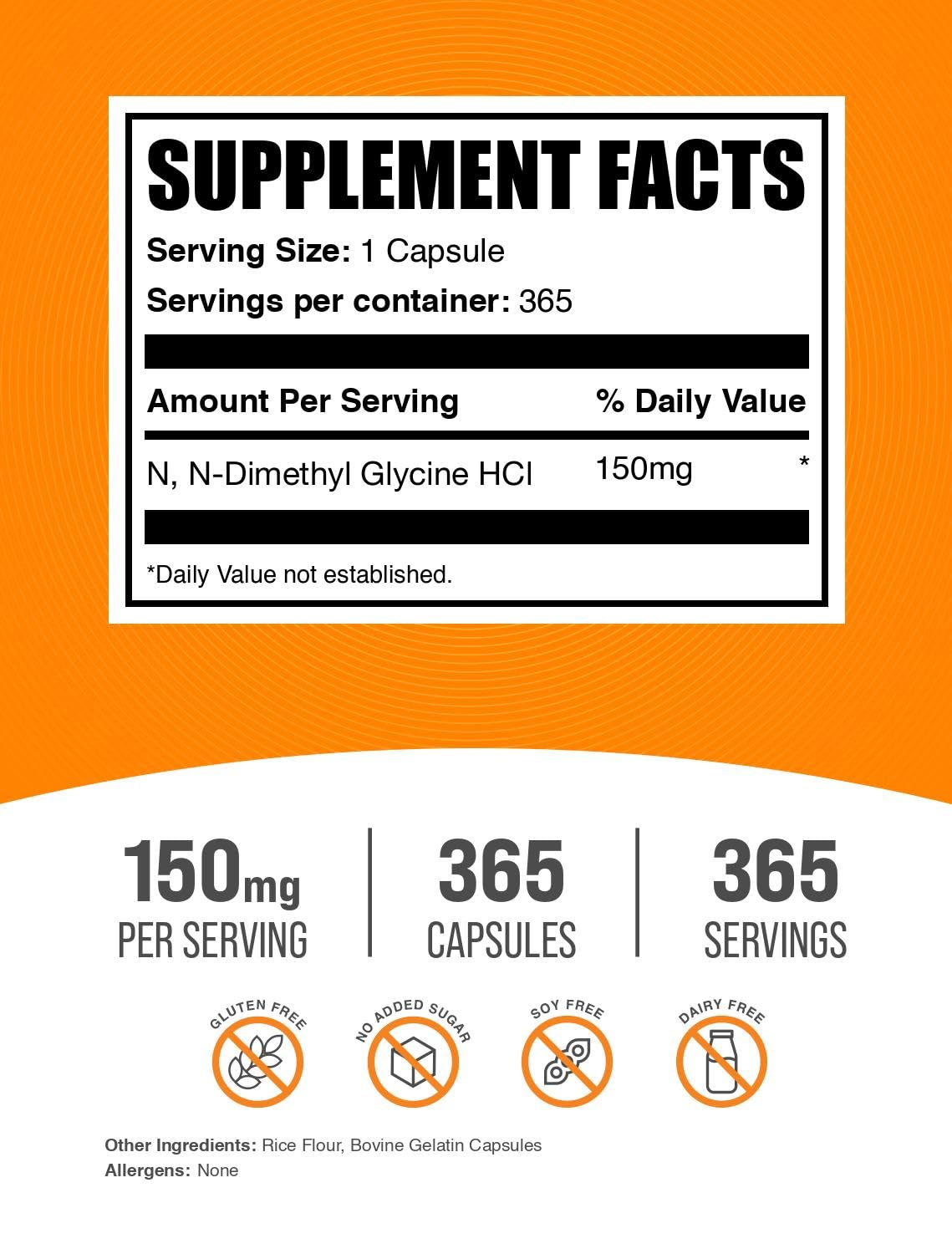BulkSupplements DMG HCl Capsules 365 Count