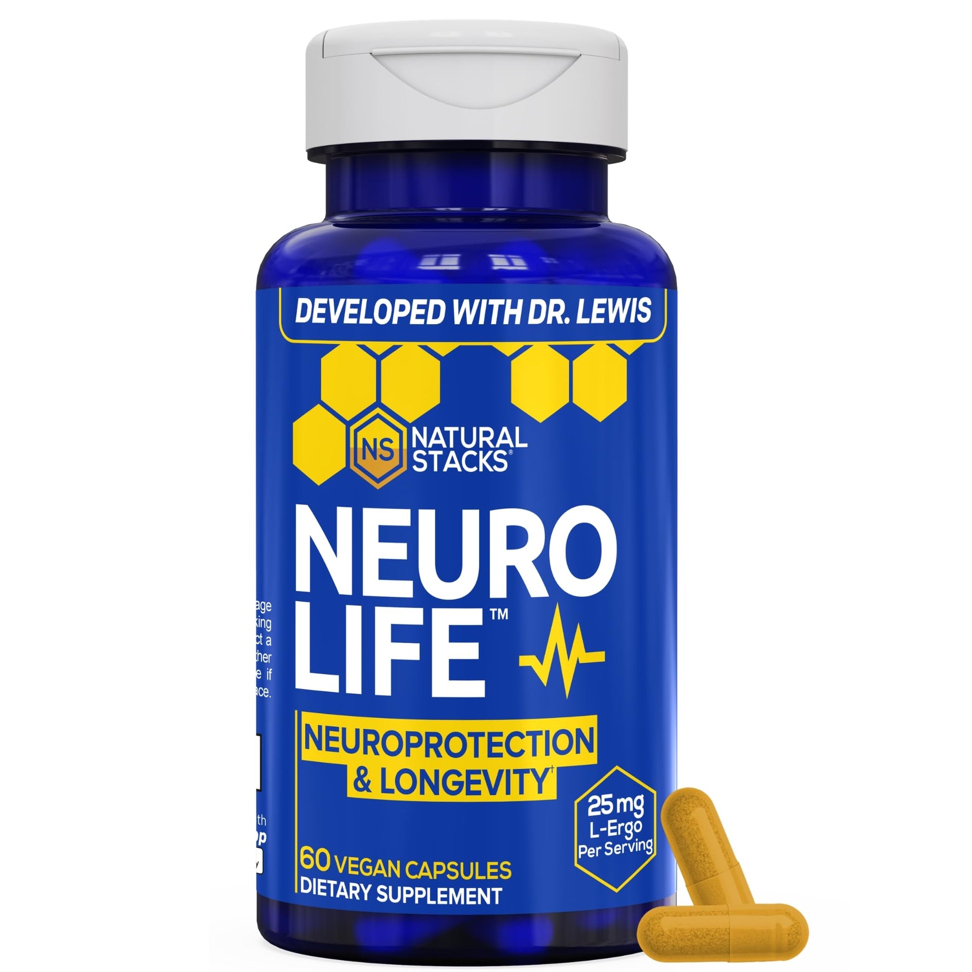 Natural Stacks NeuroLife Longevity Supplement With Taurine And Berberine Capsules, 60 Count