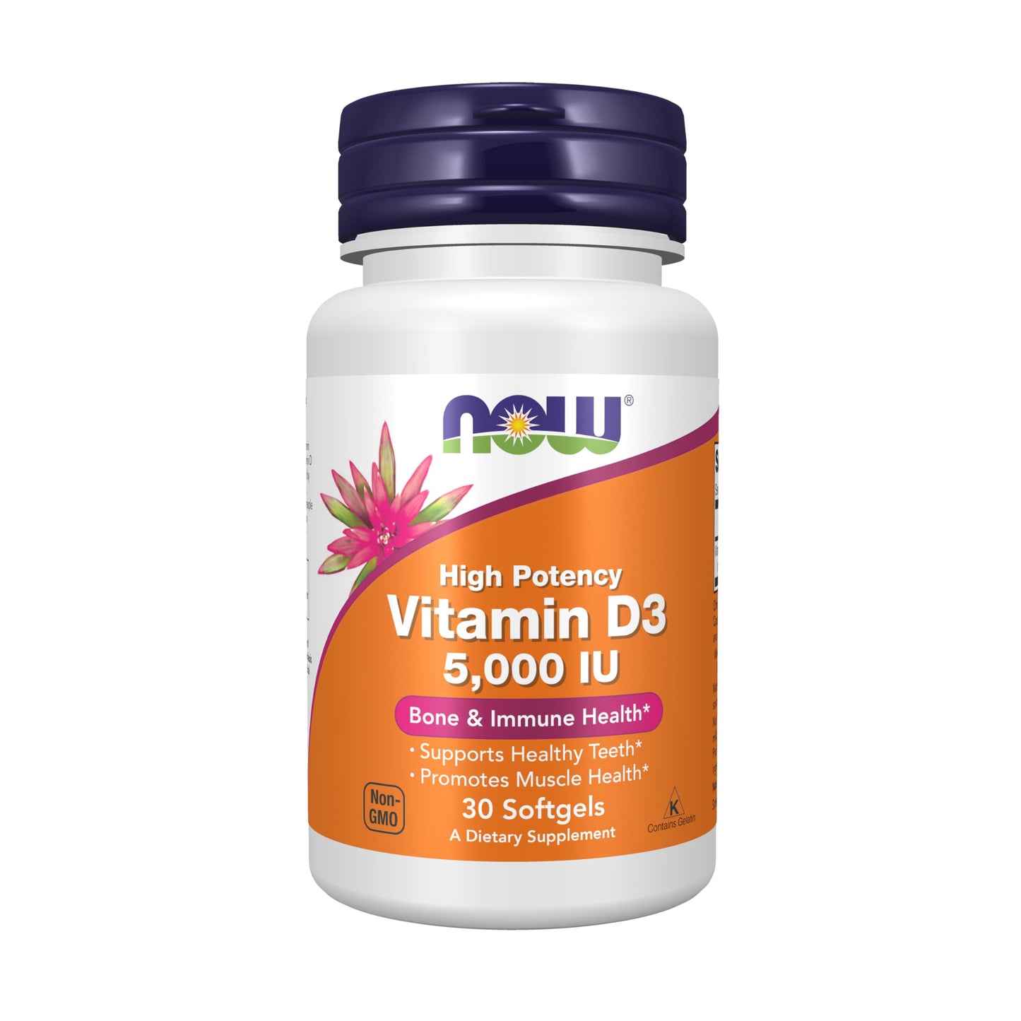 NOW Foods Vitamin D3 5,000 IU Softgels, 30 Softgels
