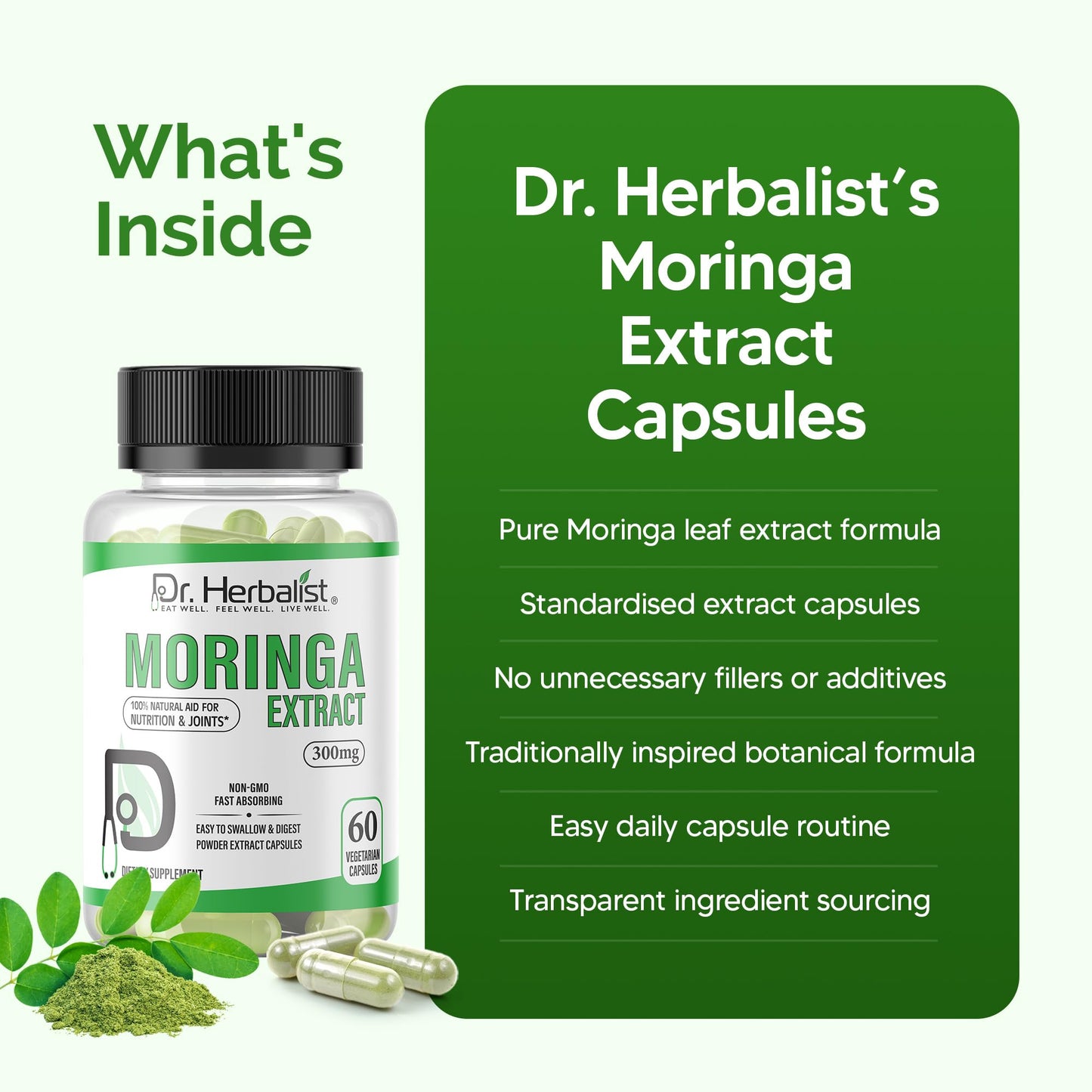 Dr. HERBALIST Moringa Extract Capsules 300mg, 60 Count