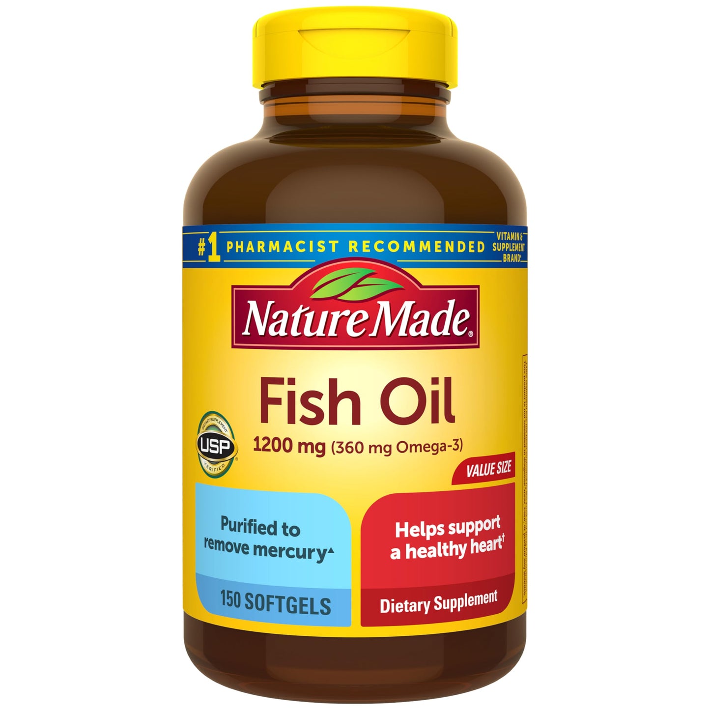 Nature Made Fish Oil Omega 3 Supplements 150 Softgels