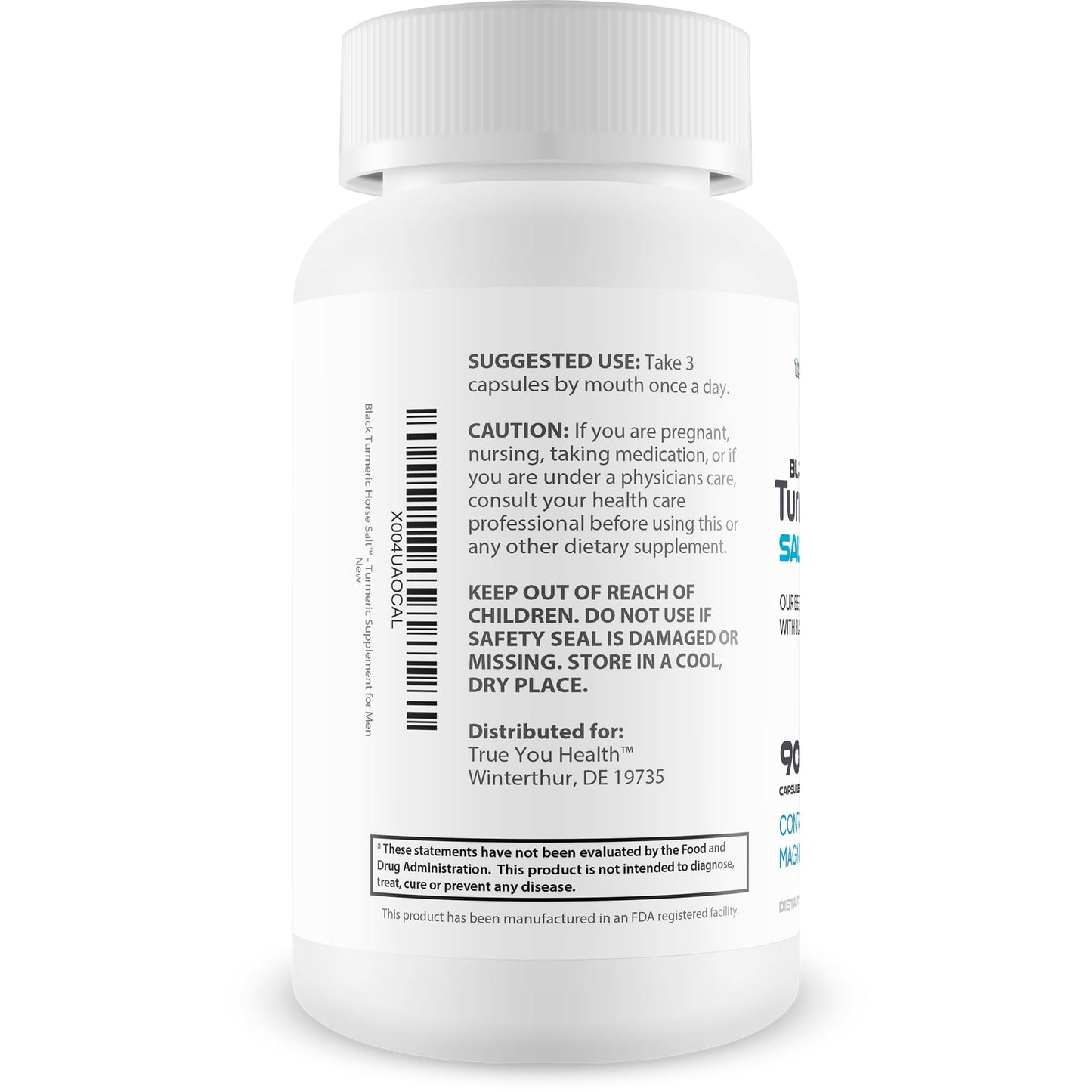 True You Health Black Turmeric with Black Pepper Curcumin Ginger Supplement, 90 Capsules