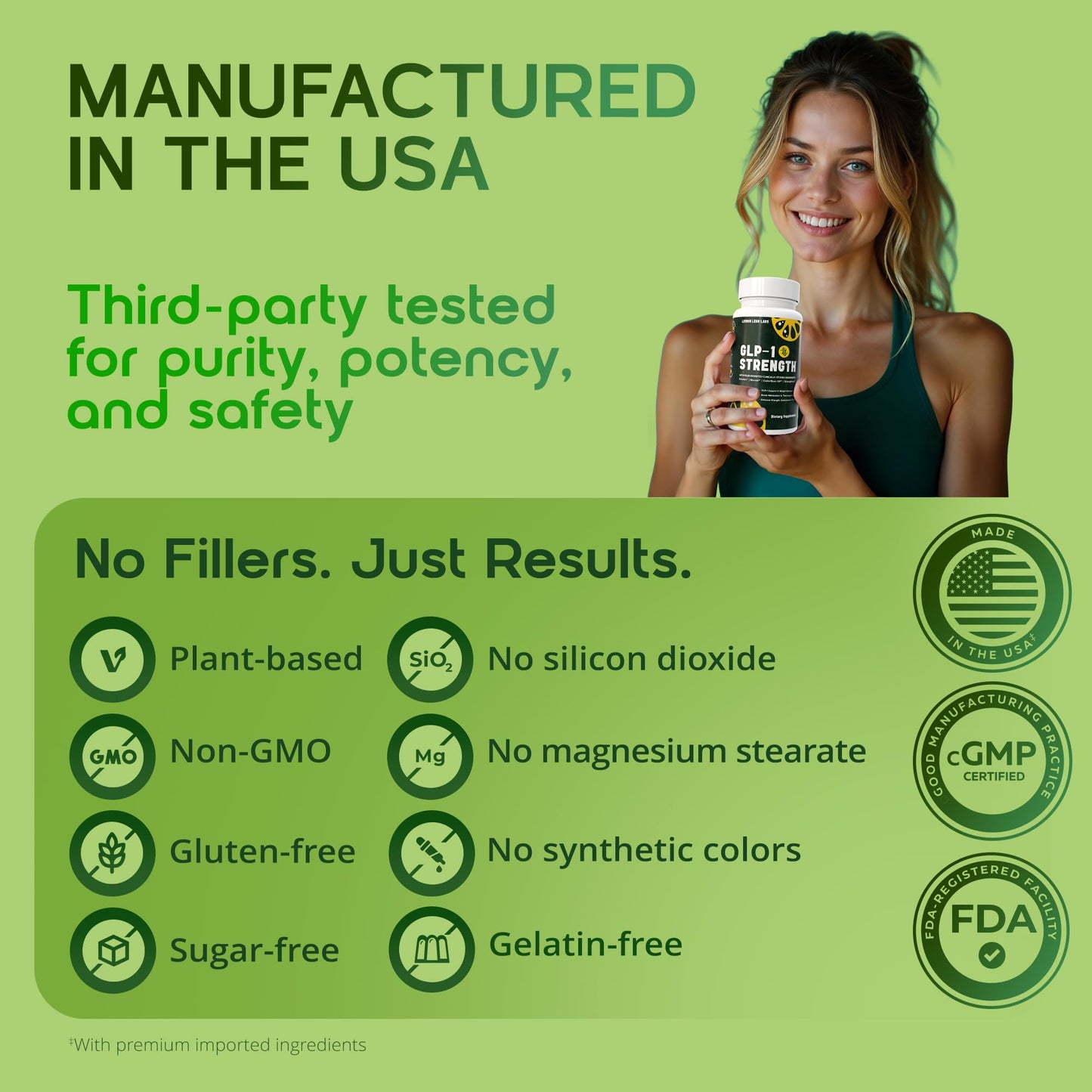 Lemon Lean Labs GLP-1 Supplement for Women & Men - Weight Management, Gut Health & Metabolism Support - Promotes Fat Burning & Lean Body Mass - Vegan, Gluten Free, Non-GMO Capsule, 60 Count