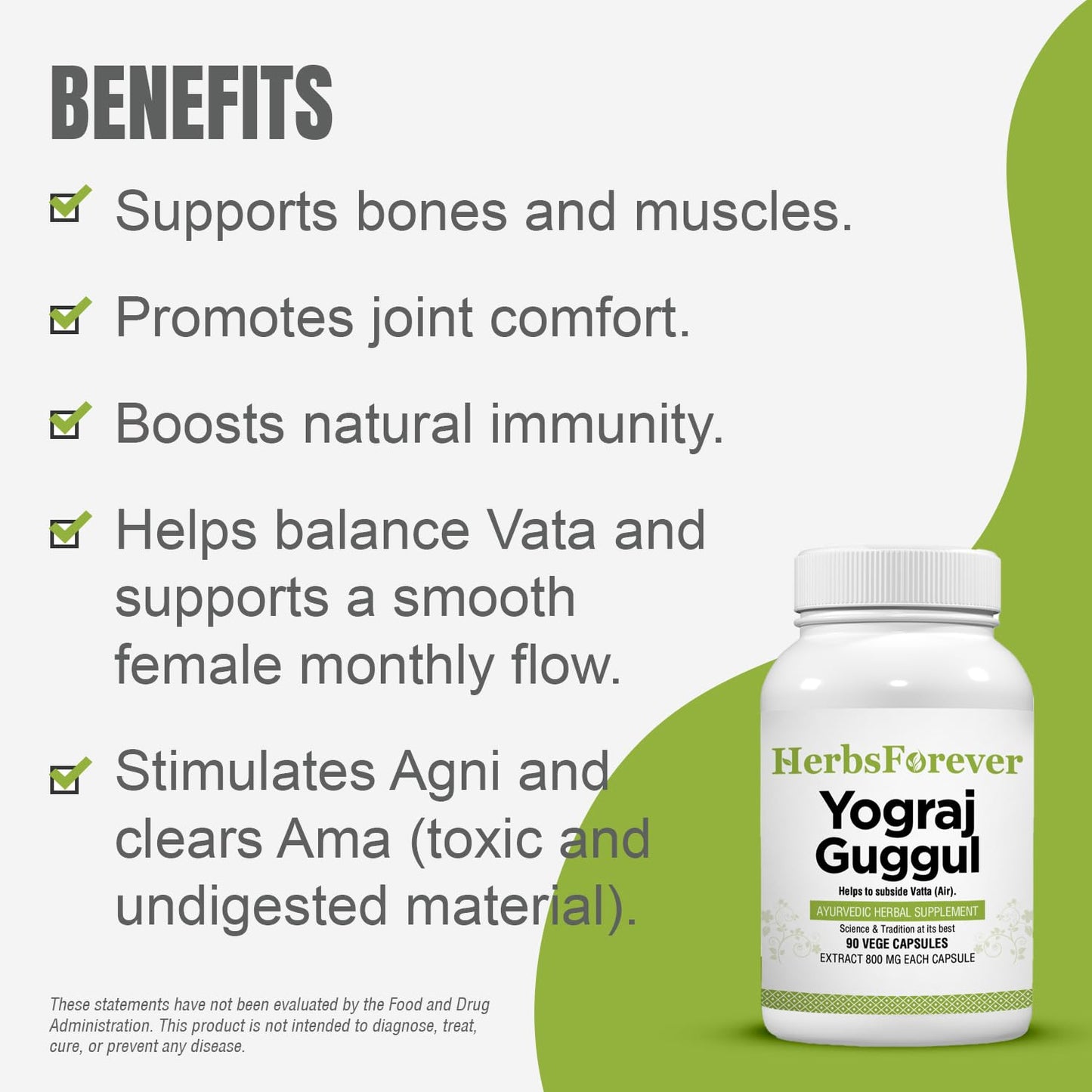 Herbsforever Yogaraj Guggulu Capsules, 90 Veg Capsules, 800mg