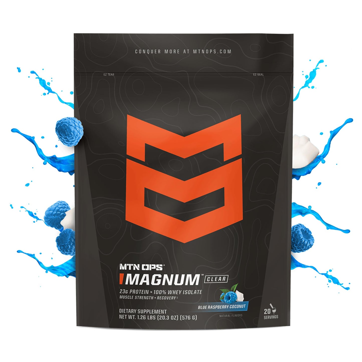 MTN OPS Magnum Clear Whey Protein Isolate Powder, Blue Raspberry Coconut, 20.7 Servings