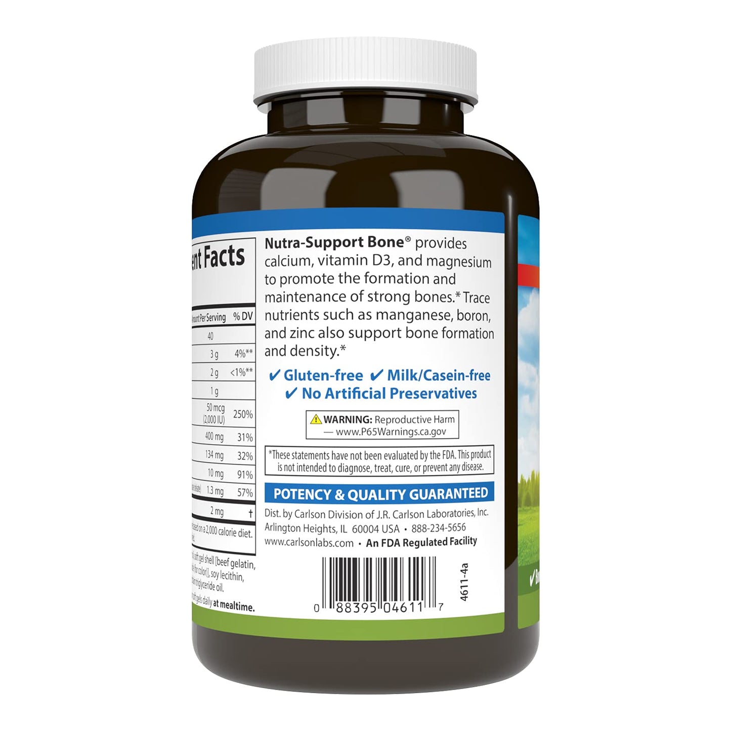 Carlson Nutra-Support Bone, Calcium, Magnesium & Vitamin D3 Softgels 100