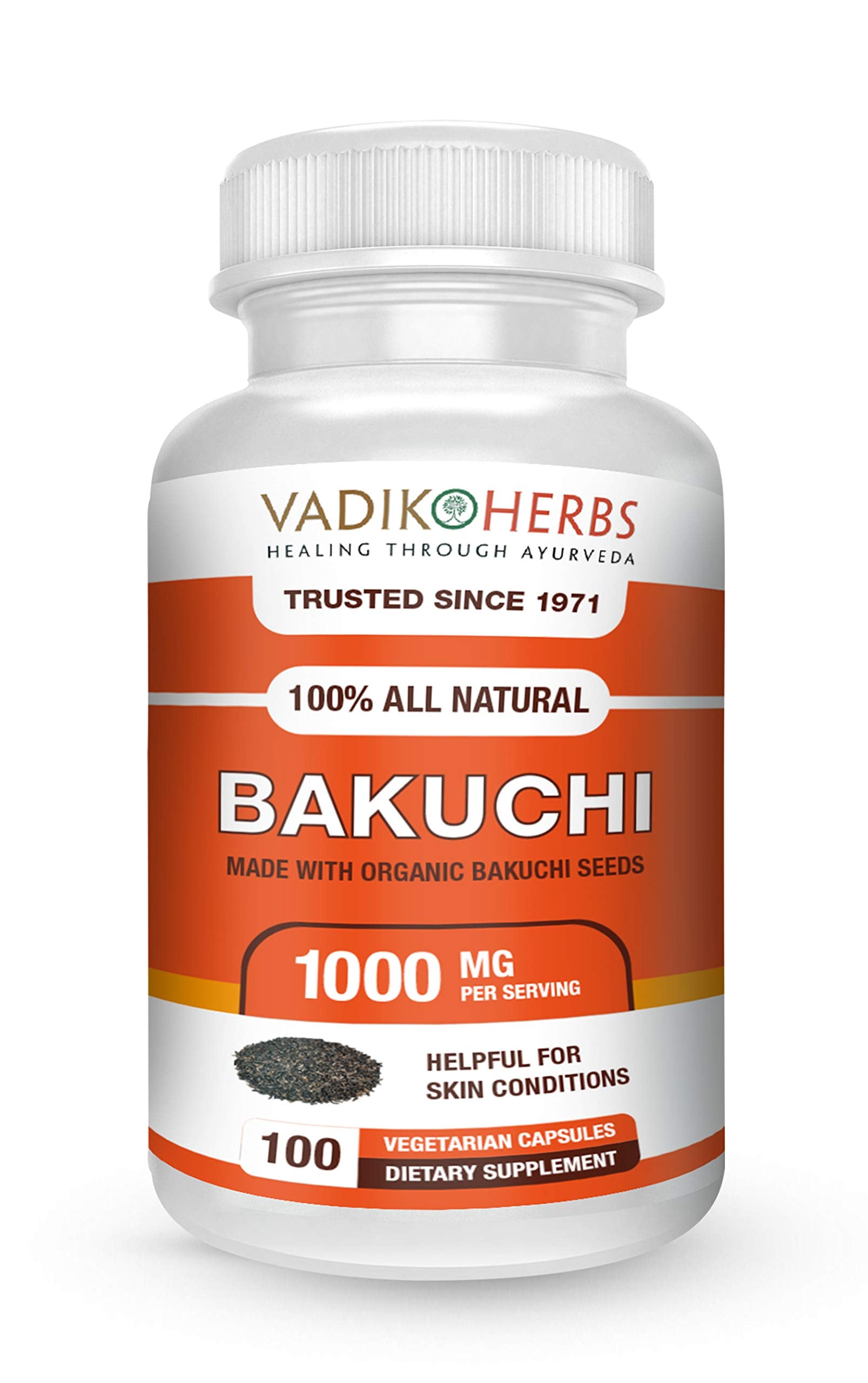 Vadik Herbs Certified Organic Bakuchi (Babchi, Psoralea corylifolia) Powder, 100