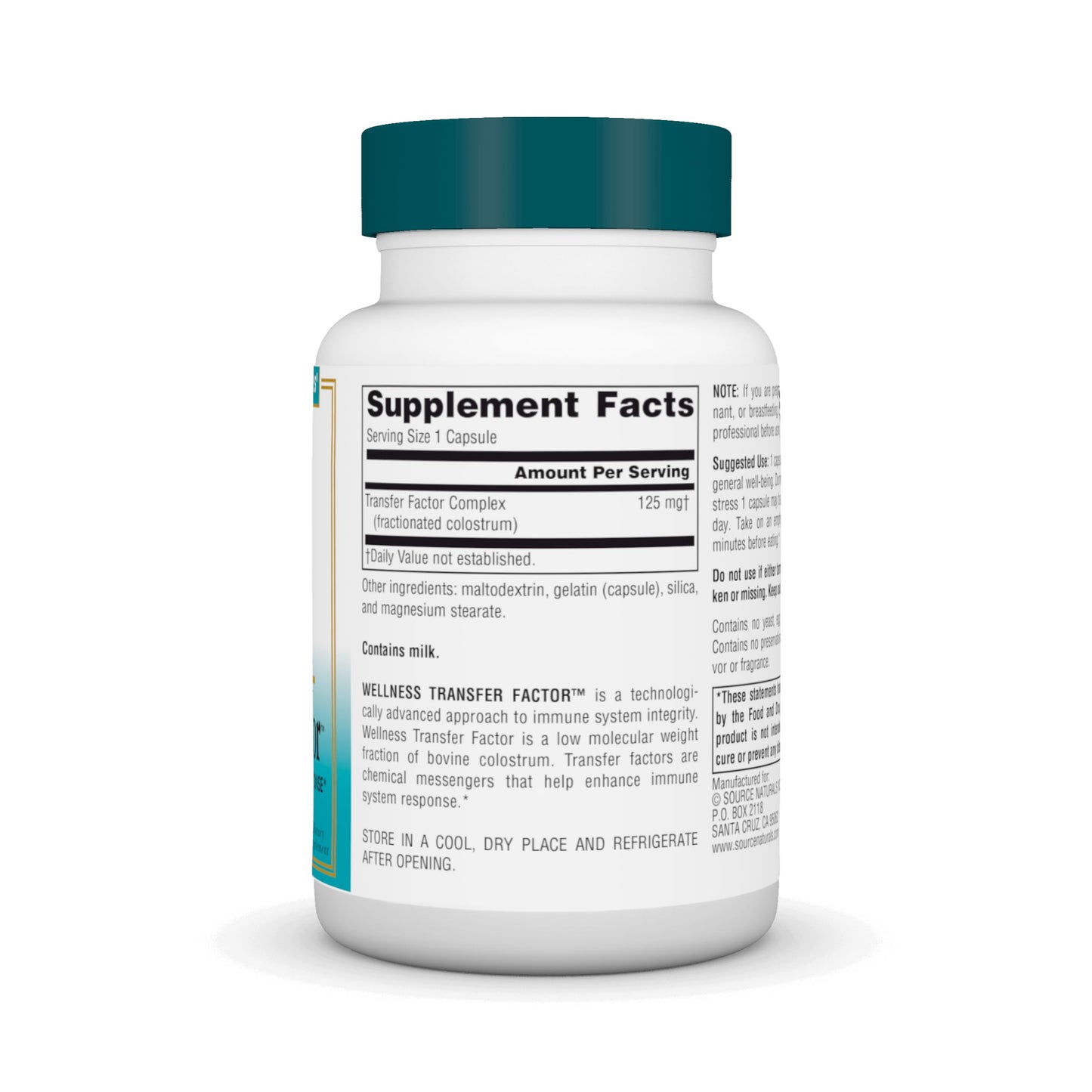 Source Naturals Wellness Transfer Factor 125mg Supports Immune System Response, 60 Capsules