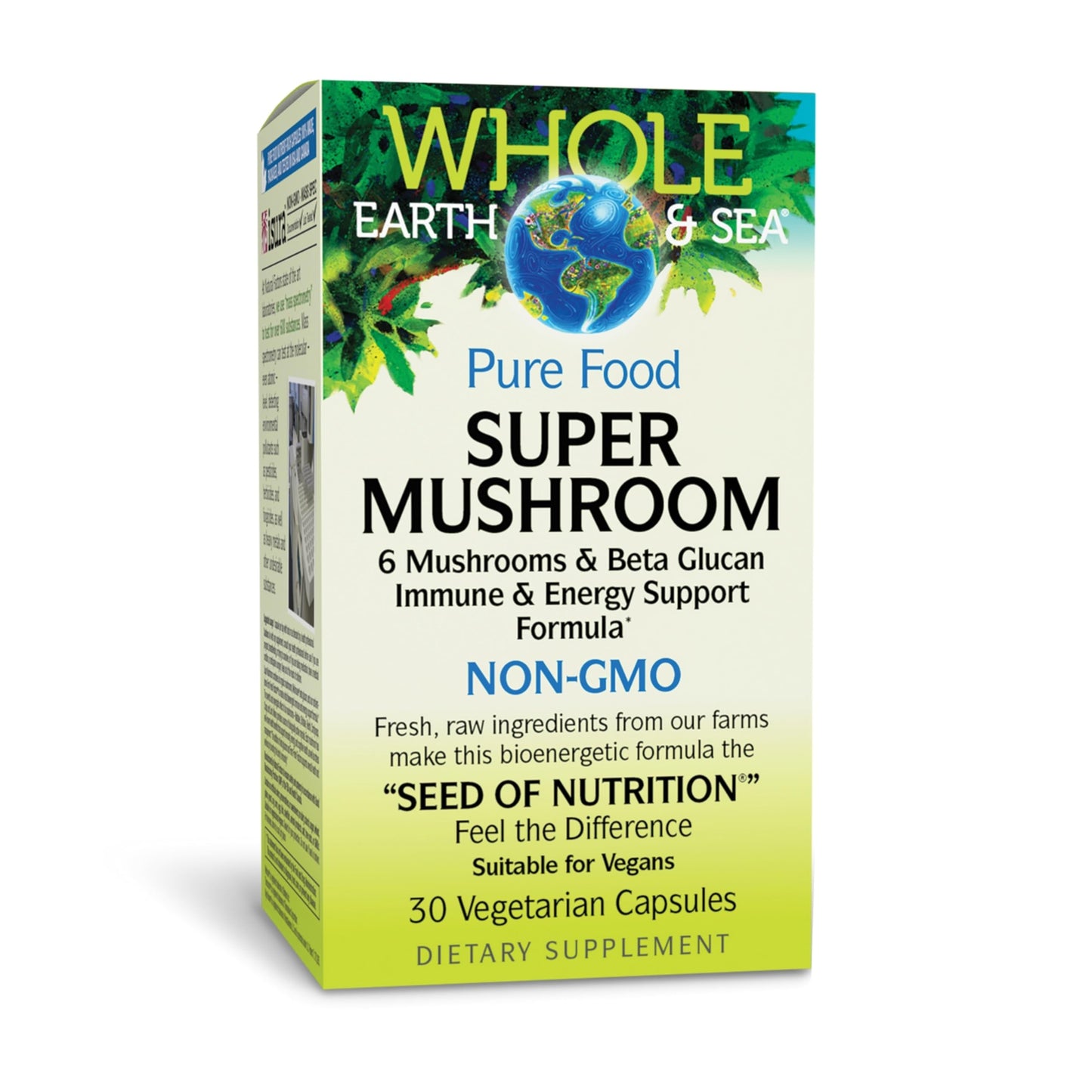 Natural Factors Whole Earth & Sea Super Mushroom - Herbal Supplement with Organic Mushrooms - Mushroom Supplement for Brain & Immune Health, 30 Capsules