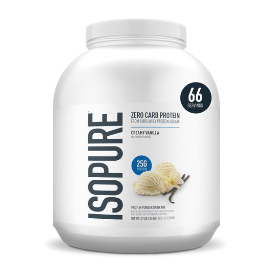 Isopure Zero Carb 100% Pure Whey Isolate Protein Powder, Creamy Vanilla, 72 Servings, 4.5 Lbs