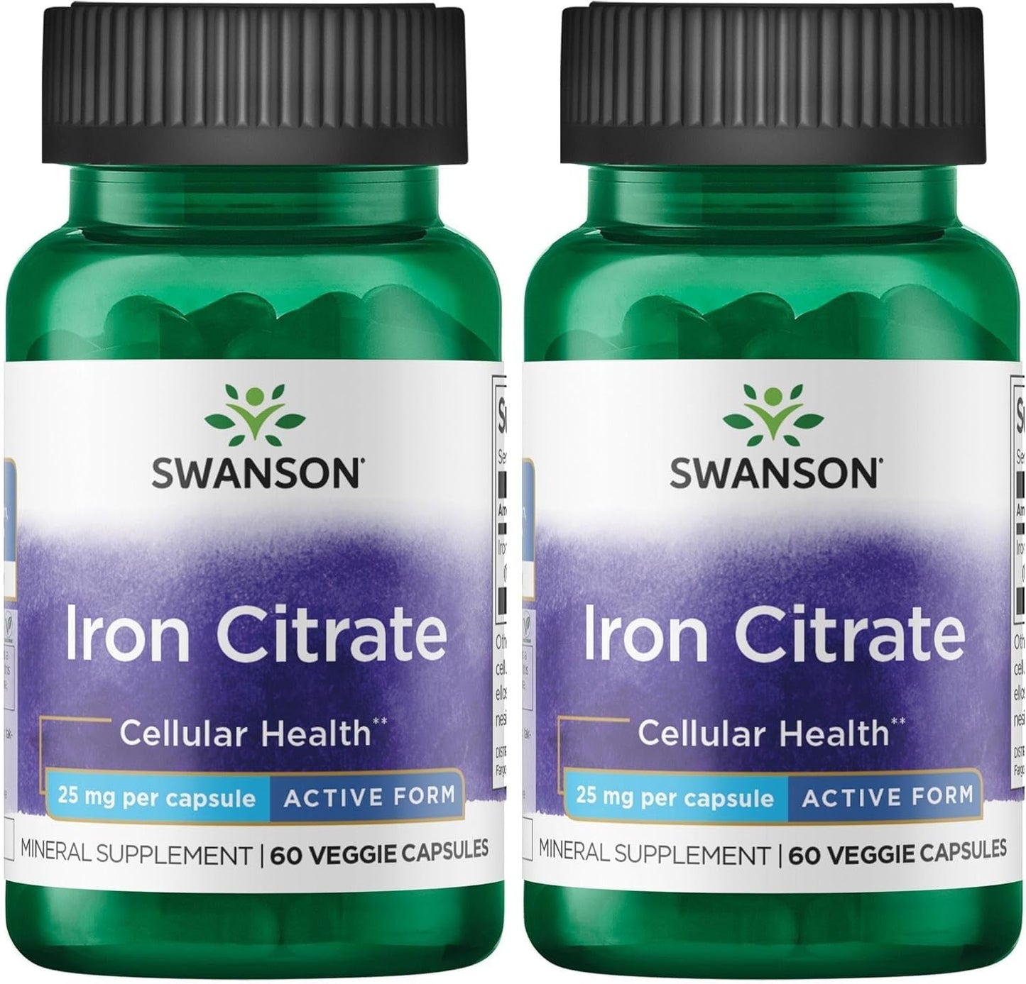 Swanson Iron Citrate 25 Milligrams Capsules 120 Count