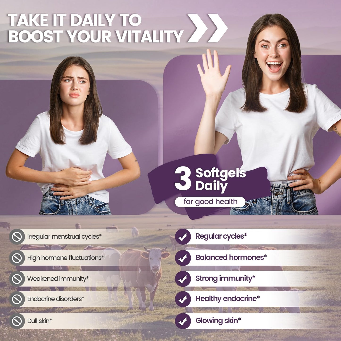 VivoNu Beef Organ Supplement for Women Softgels 300 Count