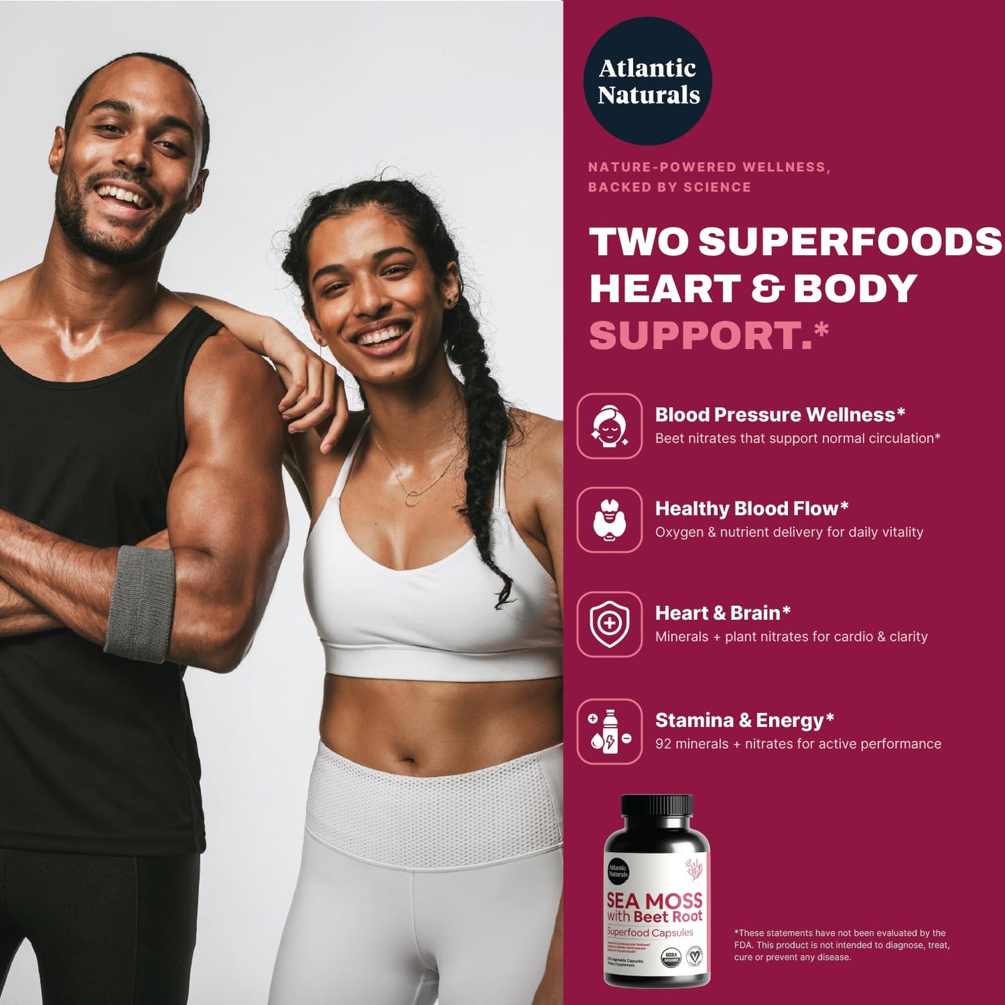 Atlantic Naturals Sea Moss with Beet Root Capsules, 120 Capsules