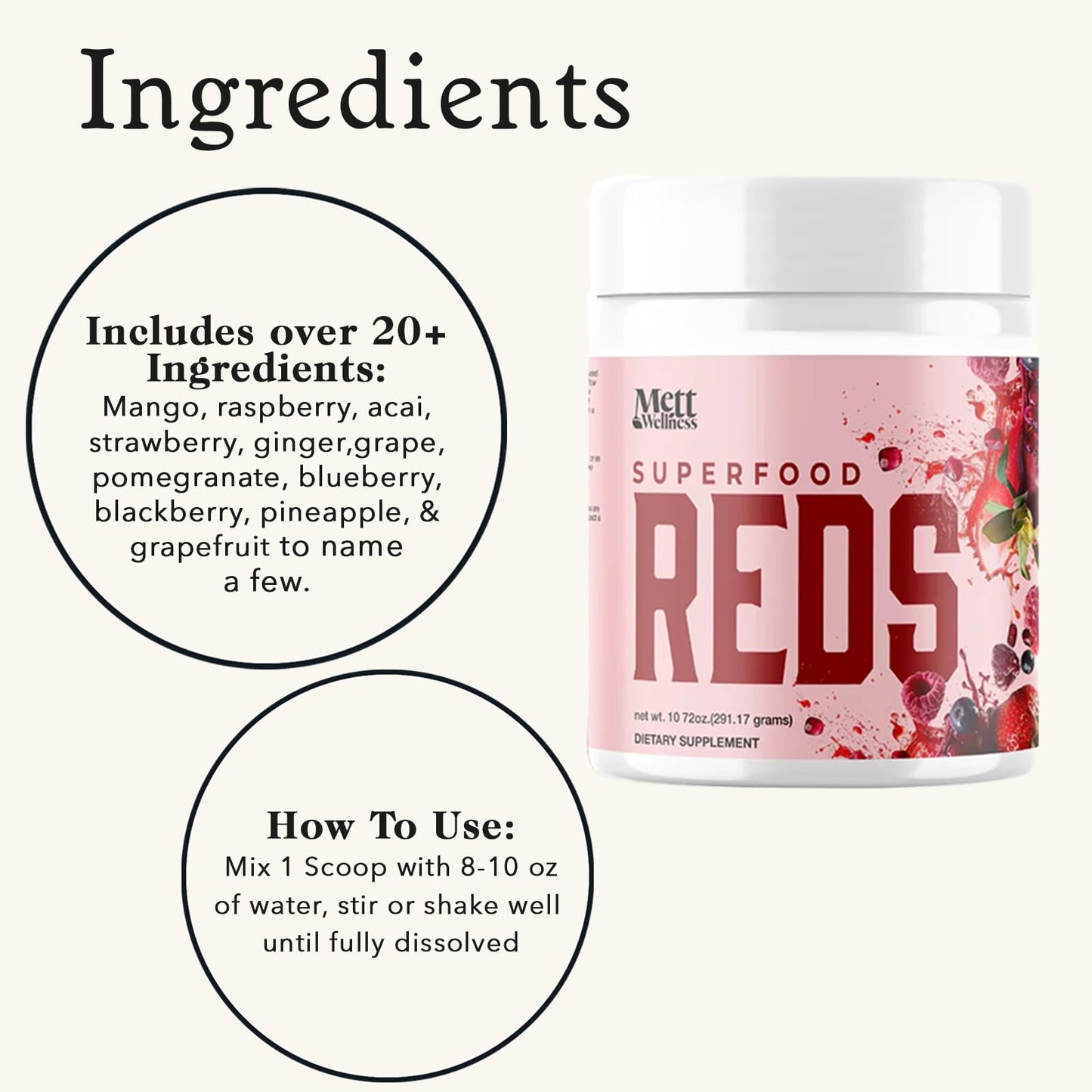 Mett Wellness Superfood REDS Powder 10.72 oz