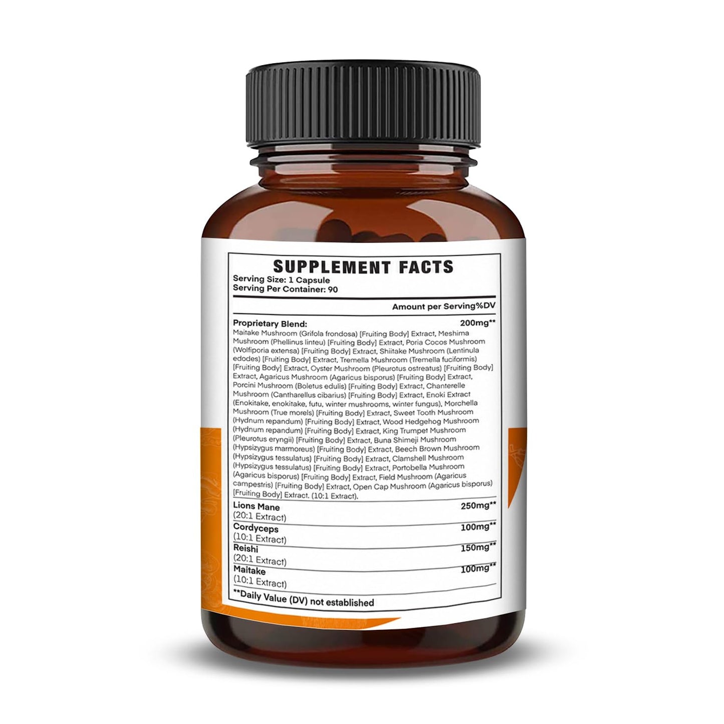 Nootrilabs Naturals Mushroom Complex Lions Mane, Cordyceps, Reishi, Maitake Capsules, 90 Count