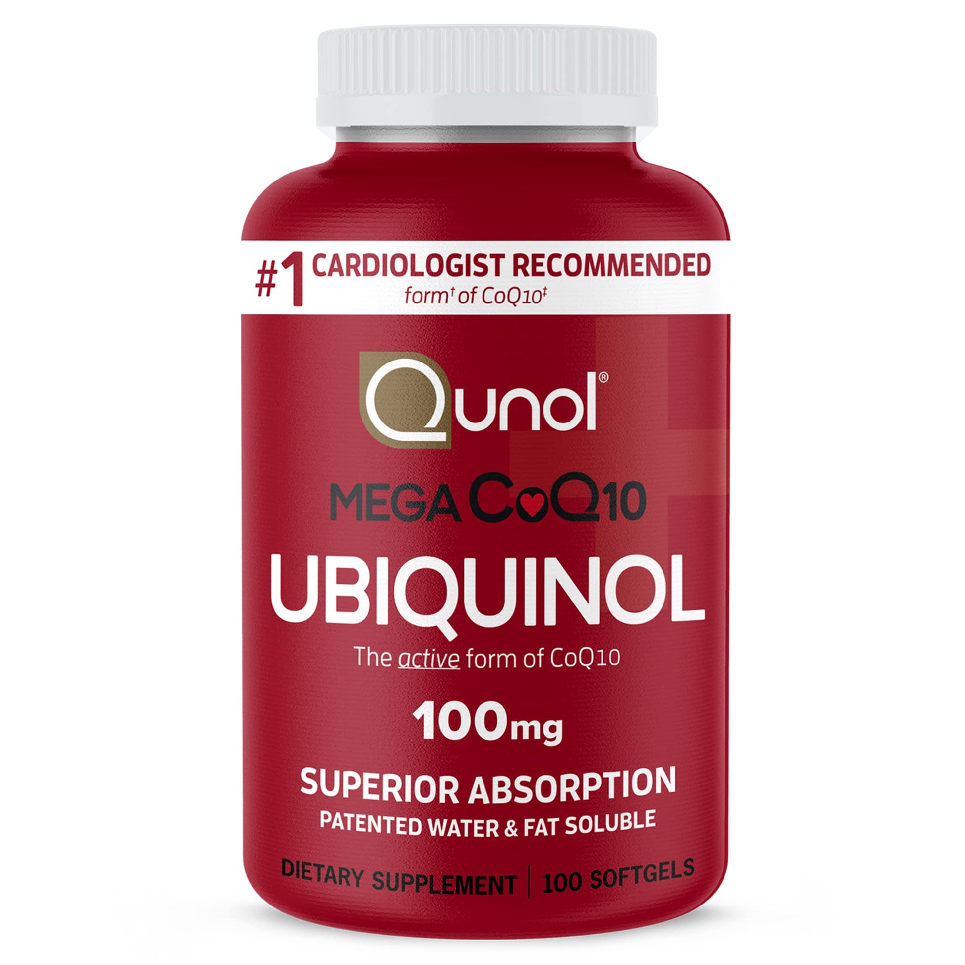 Qunol Mega Ubiquinol 100mg CoQ10 Softgels, 100 Count