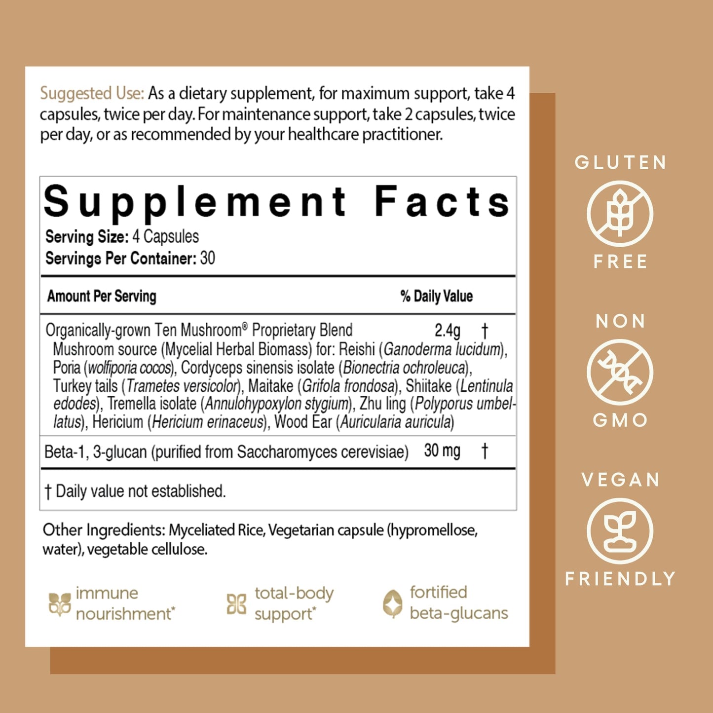 EcoNugenics Ten Mushroom Supplement: Daily Immune Support, 120 capsules