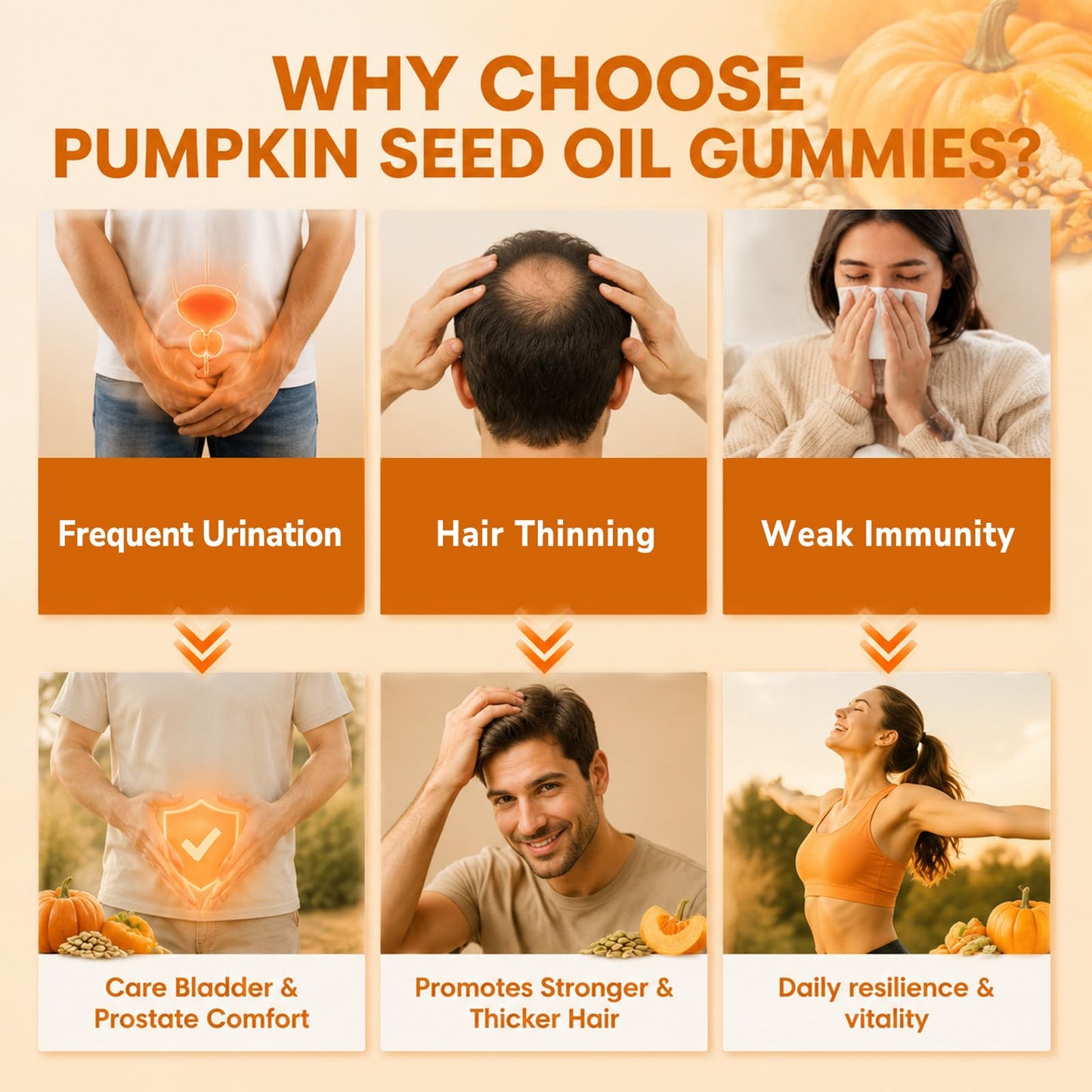 XIHOLIY Pumpkin Seed Oil Gummies 4000mg with Saw Palmetto, 60 Gummies
