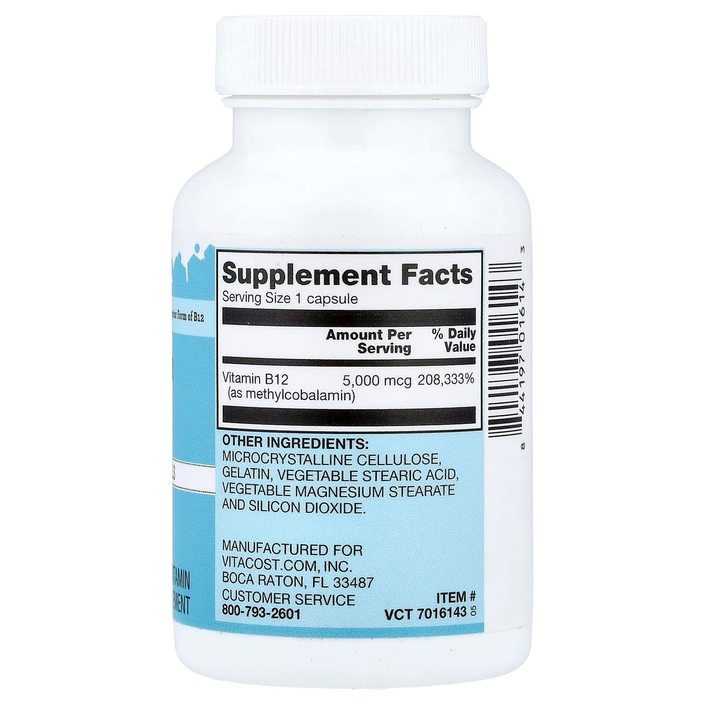 Vitacost Vitamin B12 5,000 mcg Capsule, 60 Count