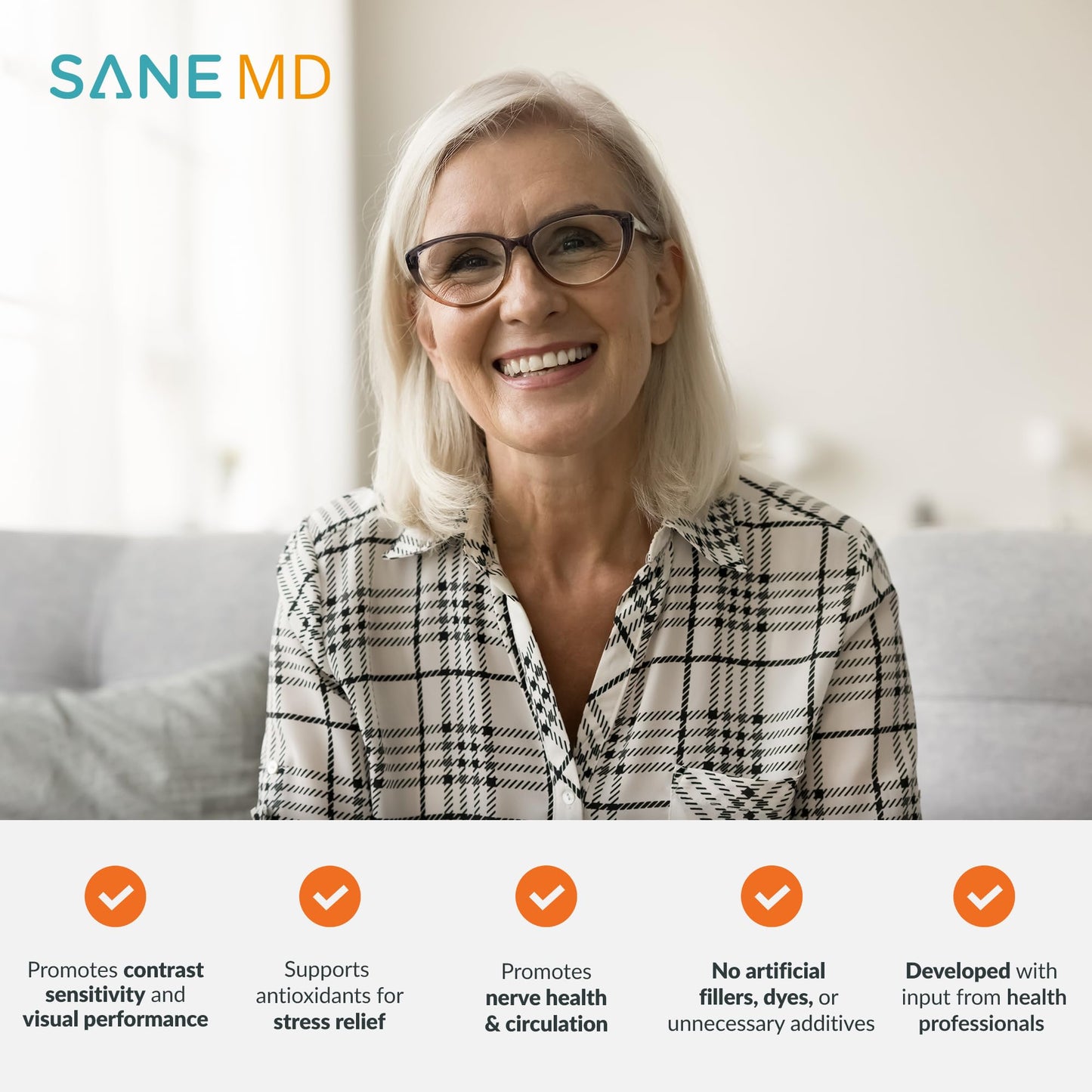 SANE MD PRO60+ Vision Reviver™ Eye Supplement for Adults 60+ with Lutein, Zeaxanthin & Astaxanthin 30 Capsules