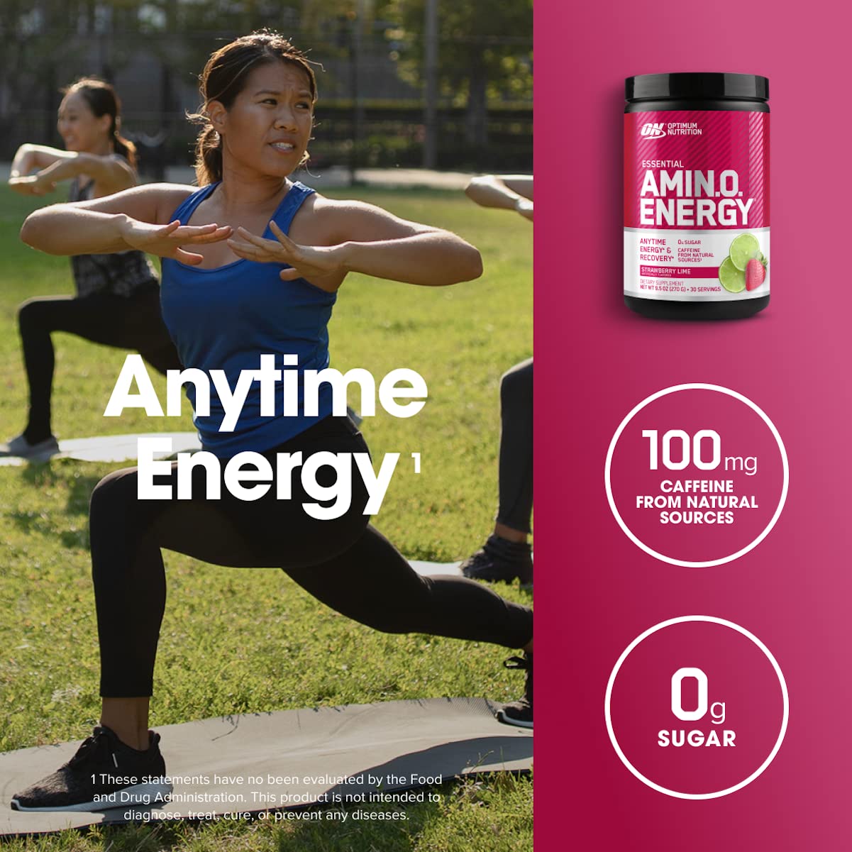 Optimum Nutrition Amino Energy Powder, 9.5 Ounce, Strawberry Lime