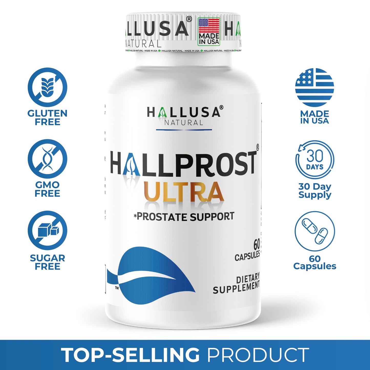 Hallusa Natural Hallprost Ultra Prostate Health Supplement for Men, 60 Capsules