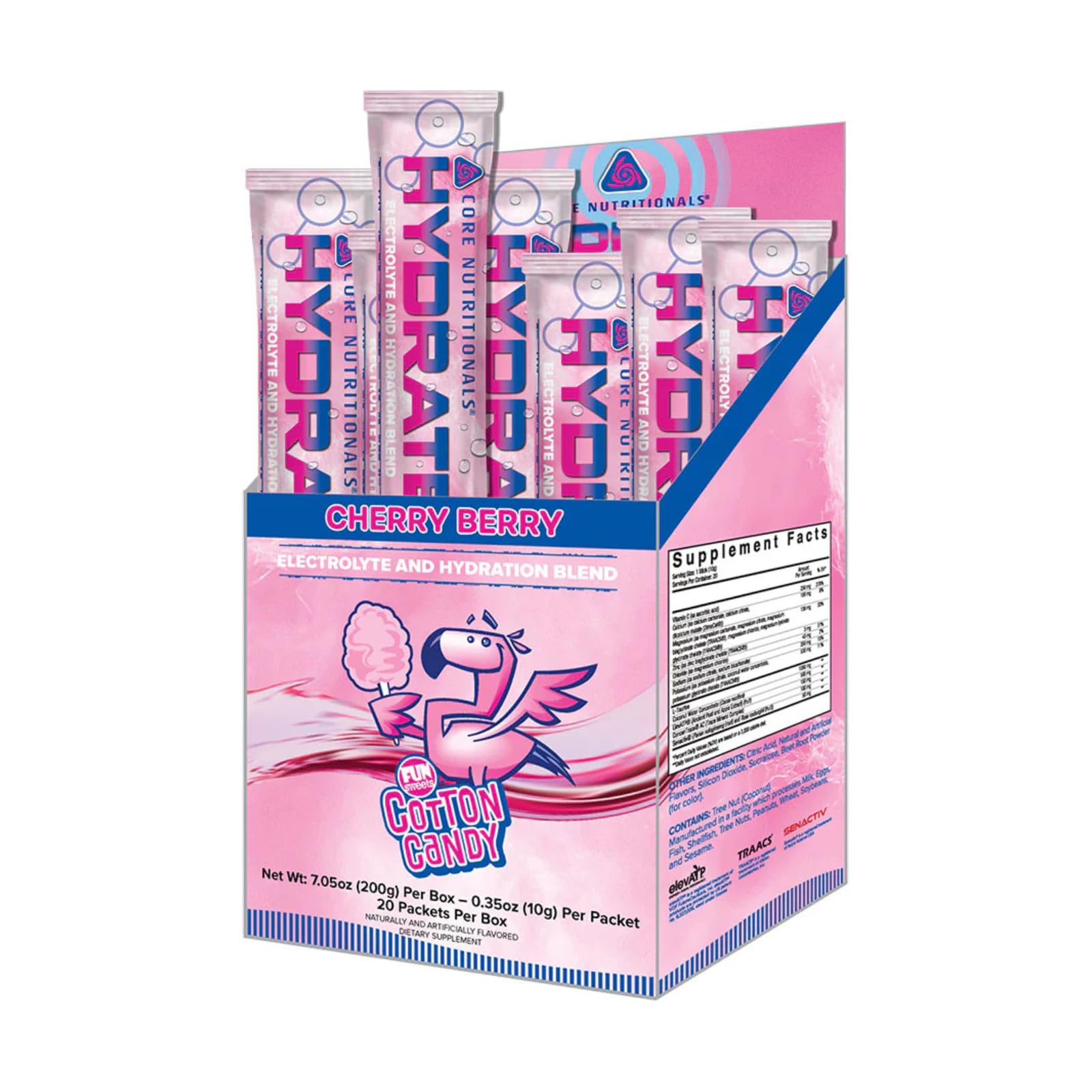 Core Nutritionals Hydrate Electrolyte Mix Powder Fun Sweets Cherry Berry 8 oz