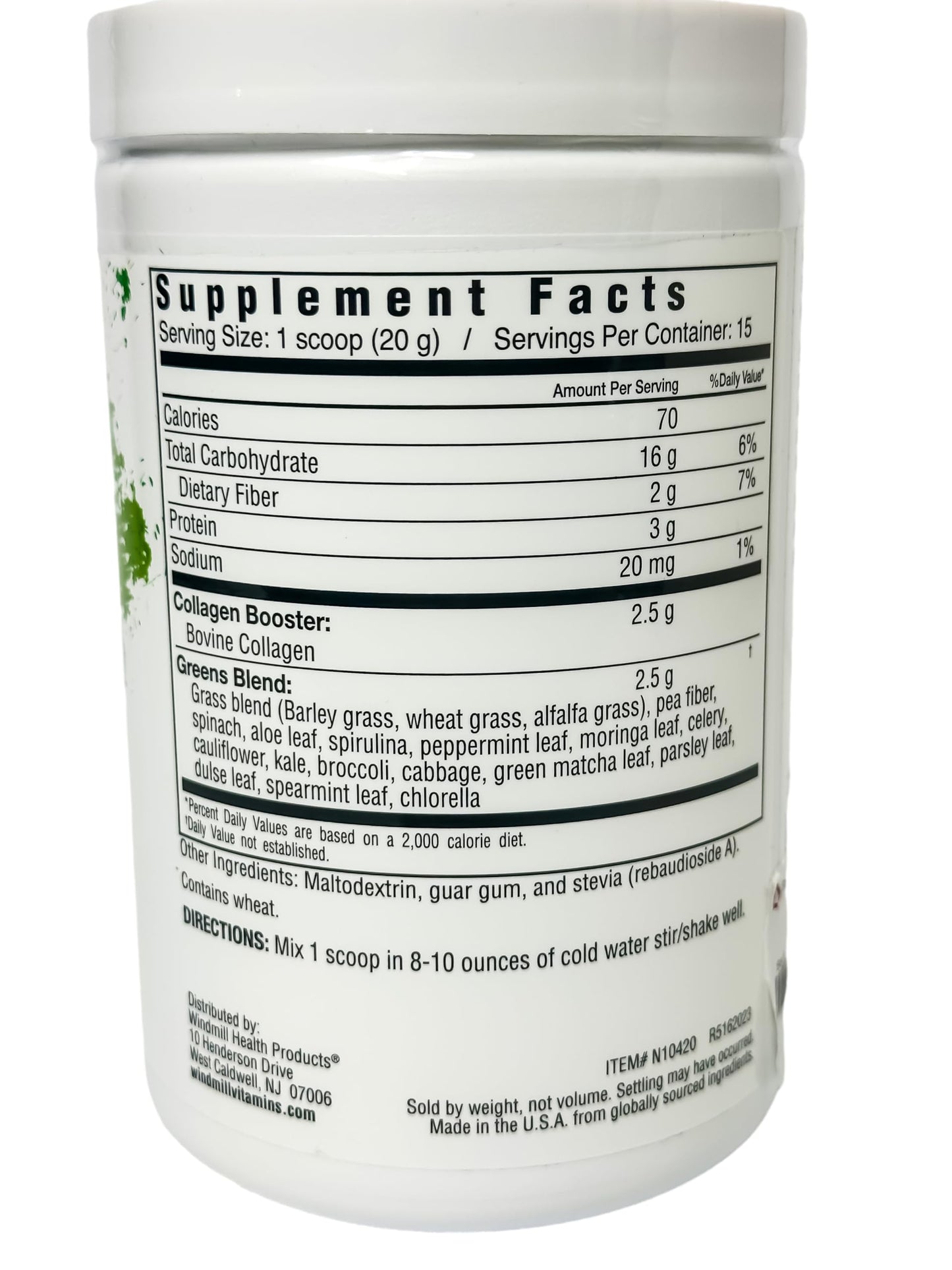 Essential Greens Collagen with Organic Beauty Greens with Type I & Type III Peptides Powder 10.6 oz