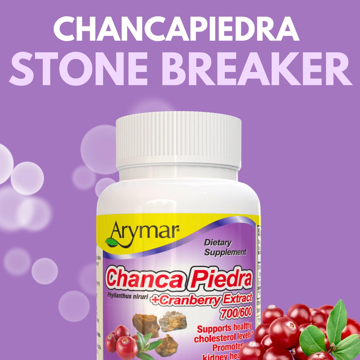 Arymar Chanca Piedra with Cranberry – Herbal Support for Urinary Wellness & Kidney Function, 60 Capsules