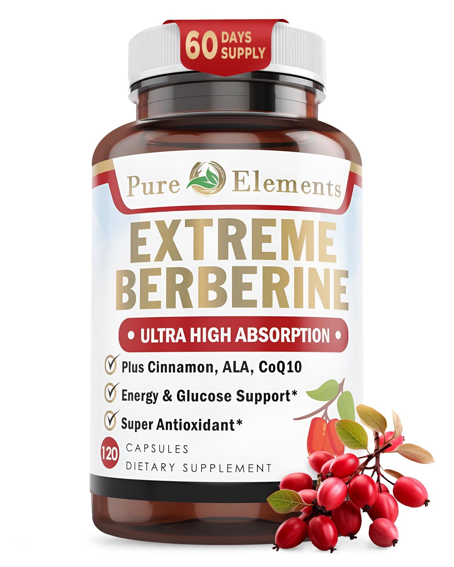 Pure Organic Elements Extreme Berberine 500mg Complex Capsule, 1 Count
