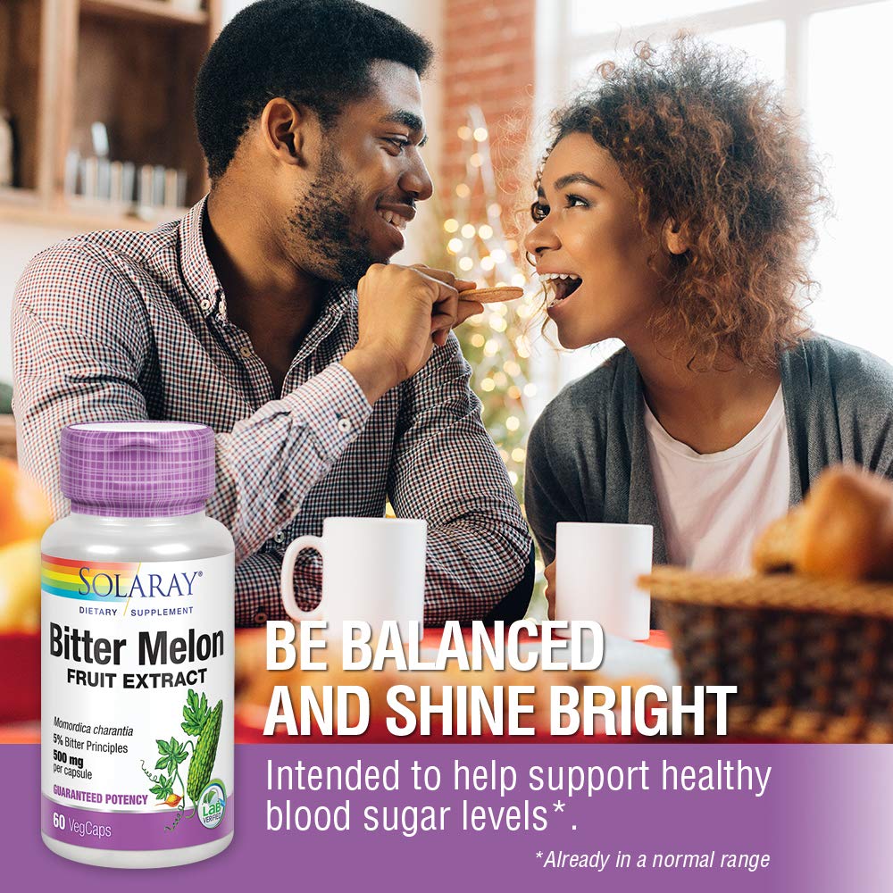 SOLARAY Bitter Melon Fruit Extract 500mg 5% Bitter Principles VegCaps, 60 Count