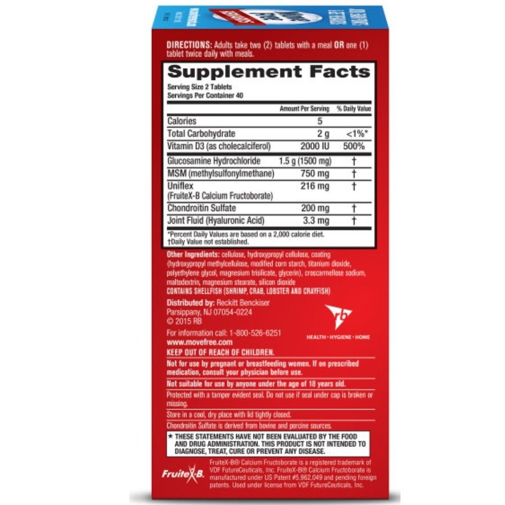 Move Free Advanced Plus MSM and Vitamin D3 with Glucosamine and Chondroitin, 320 Tablets