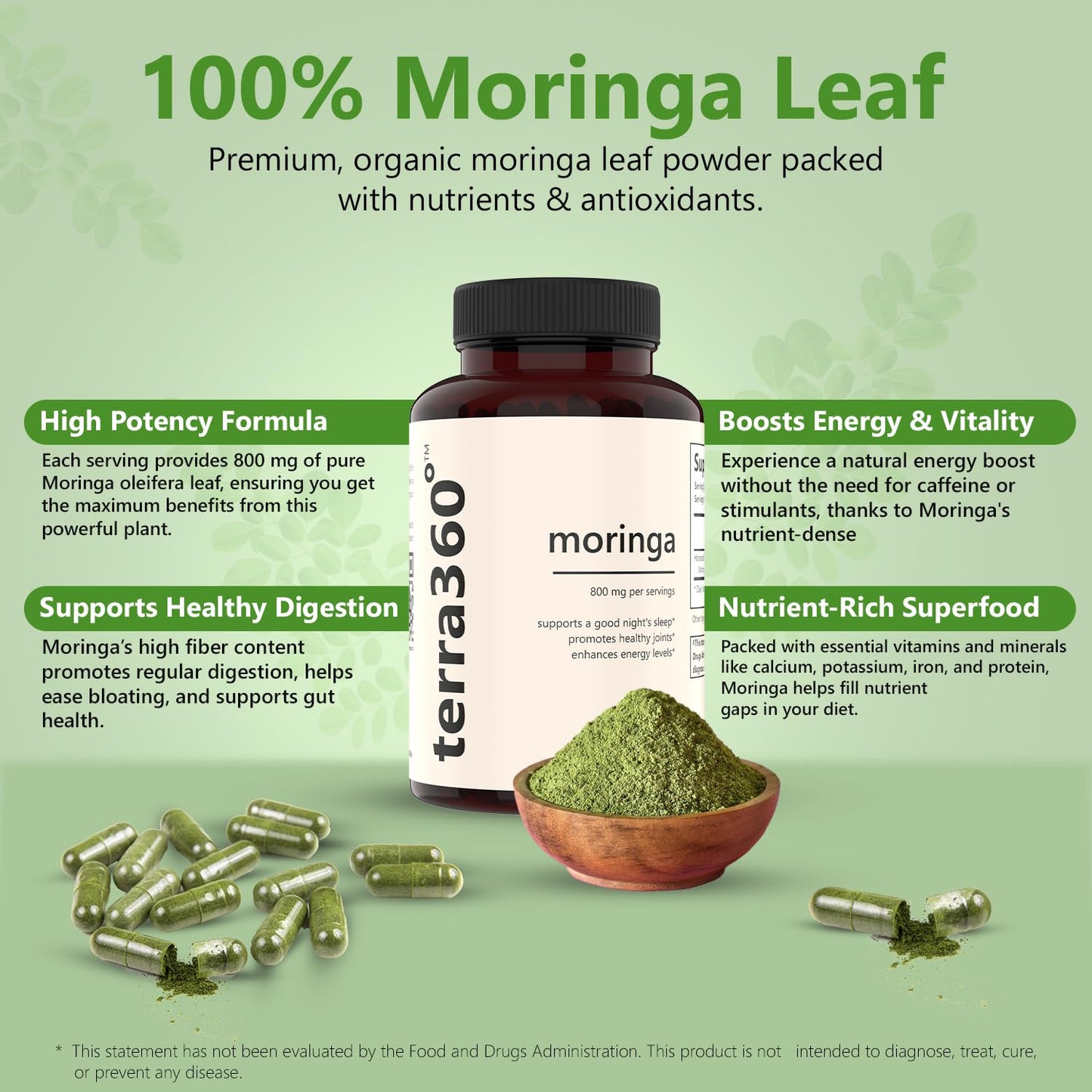 terra360° 800mg Moringa Capsules, 60 Capsules
