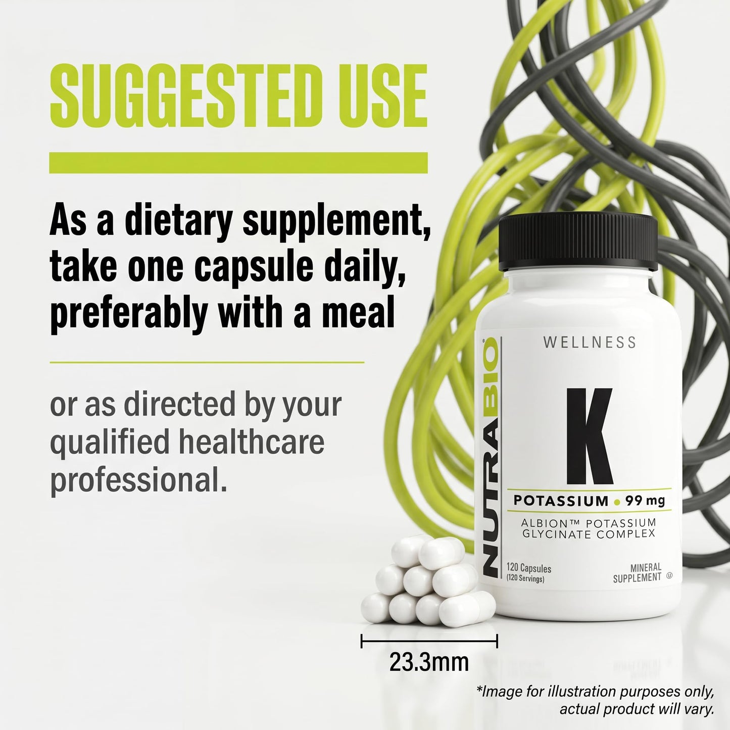 NutraBio Potassium Complex Capsules 120 Count