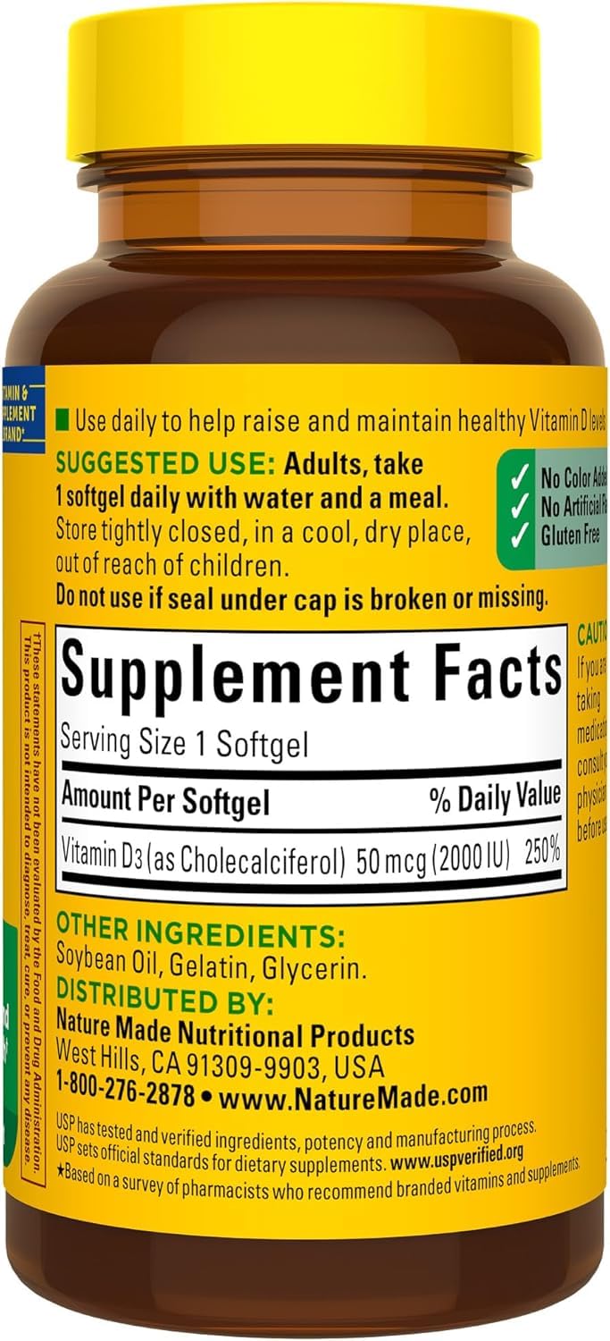 Nature Made Vitamin D 2000 IU Softgels, 90 ct
