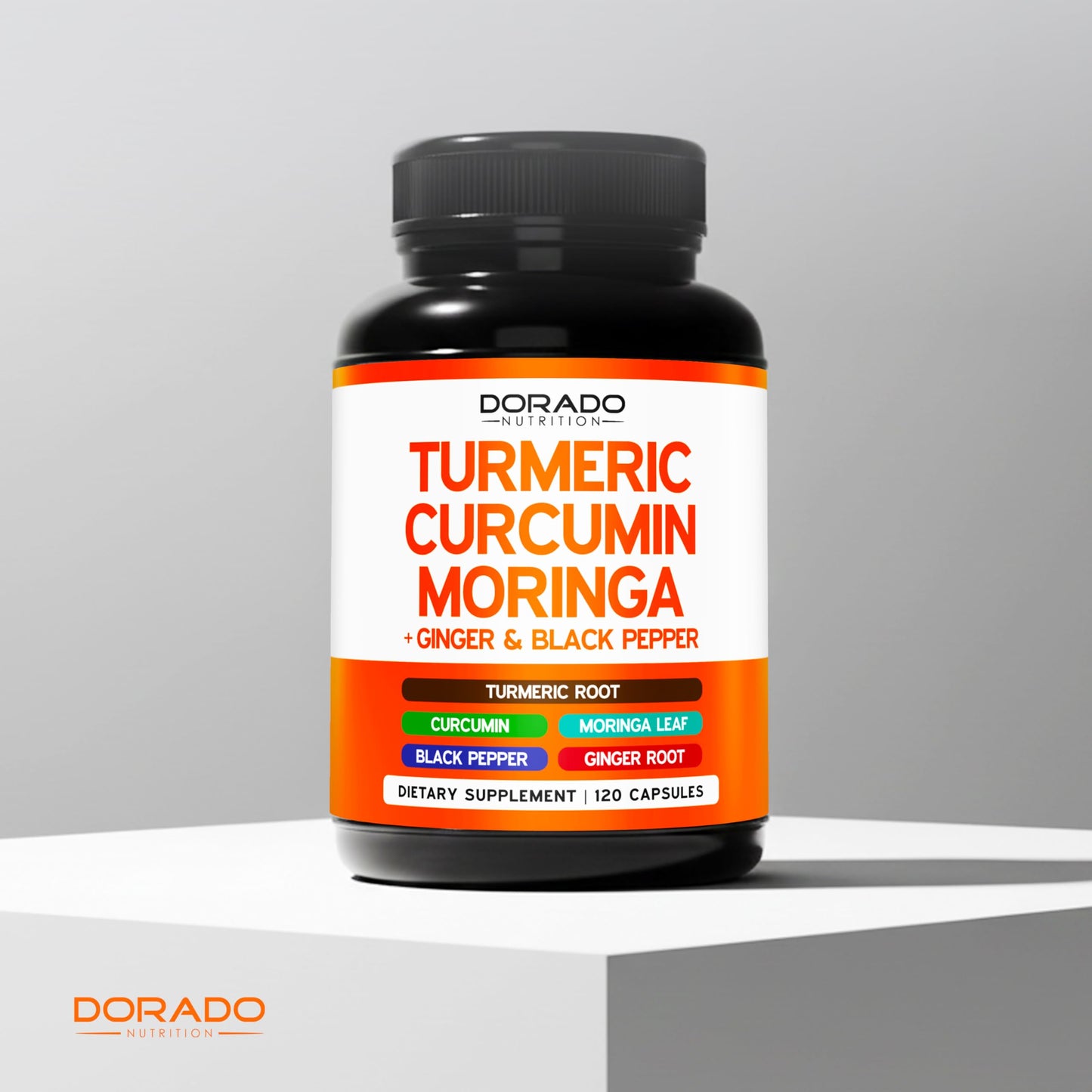 DORADO NUTRITION Turmeric Curcumin Supplement with Black Pepper, Ginger, Moringa (Made with 95% Curcuminoids) Third Party Tested, Non-GMO, Gluten Free - USA Made - 120 Capsules