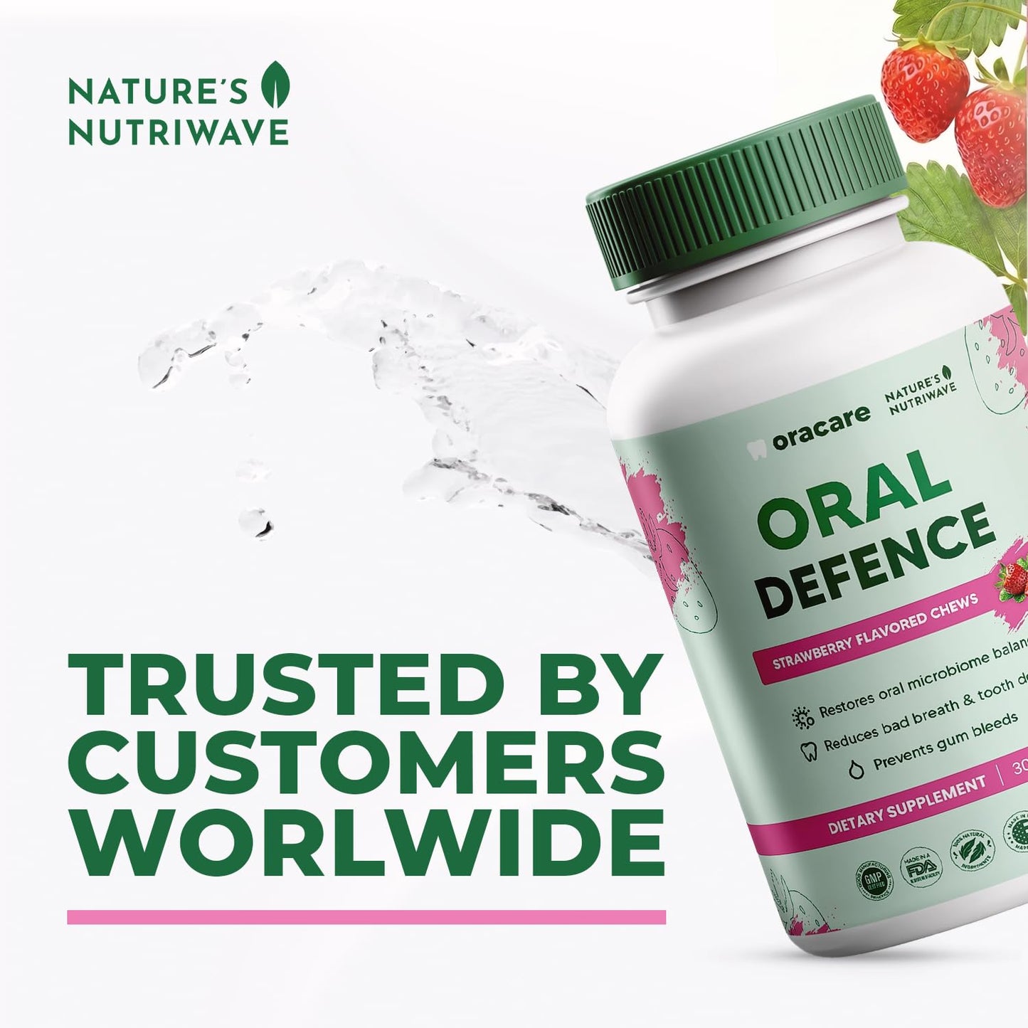 Nature’s NutriWave Oracare Daily Oral Support with Enzymes, Hydroxyapatite, Xylitol & 3-Strain Probiotic Blend – Non-GMO Stimulant-Free Formula, 180 Tablets